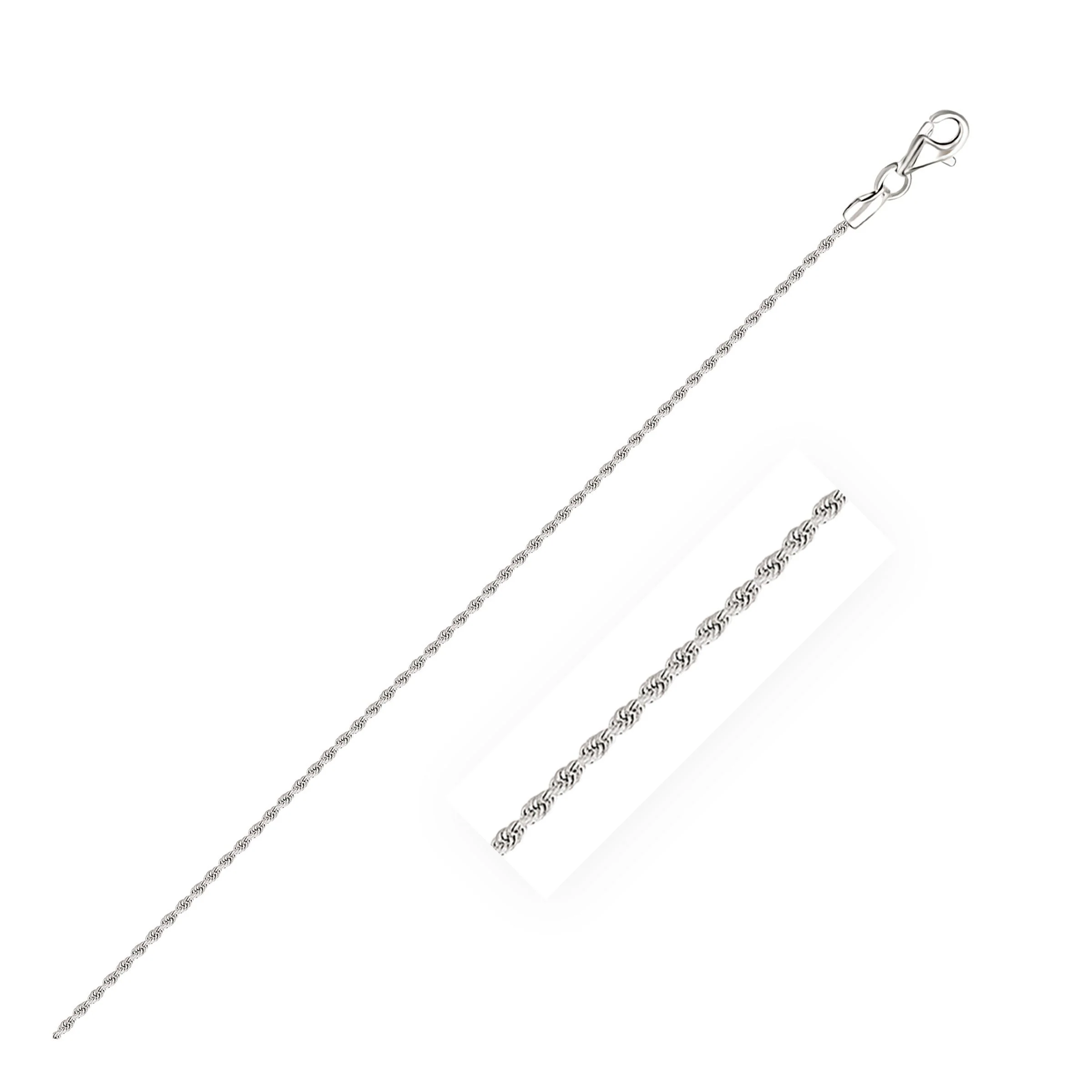 14k White Gold Solid Diamond Cut Rope Bracelet 1.5mm - Image 4