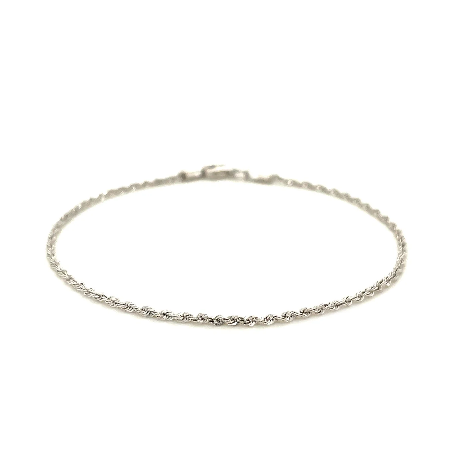 14k White Gold Solid Diamond Cut Rope Bracelet 1.5mm - Image 6