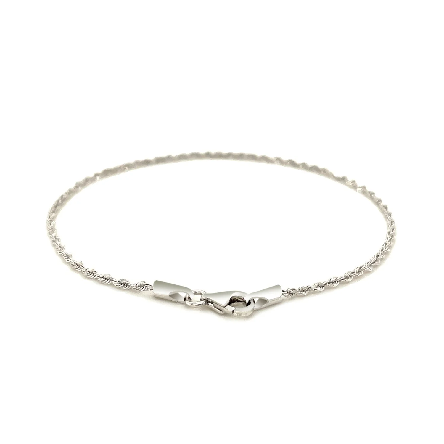14k White Gold Solid Diamond Cut Rope Bracelet 1.5mm - Image 7