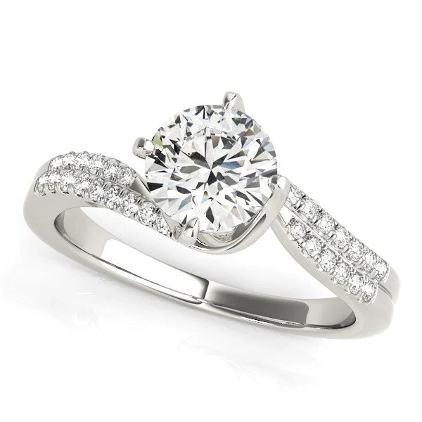 14k White Gold Spiral Design Pronged Diamond Engagement Ring (1 1/8 cttw) - Image 3