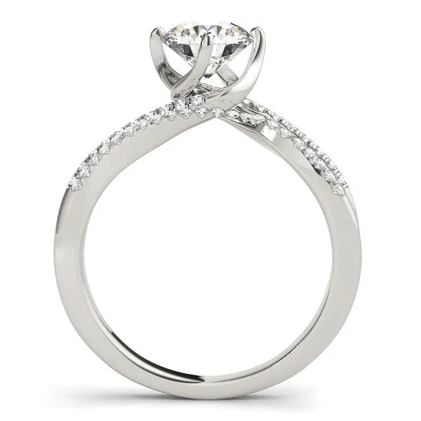 14k White Gold Spiral Design Pronged Diamond Engagement Ring (1 1/8 cttw) - Image 4