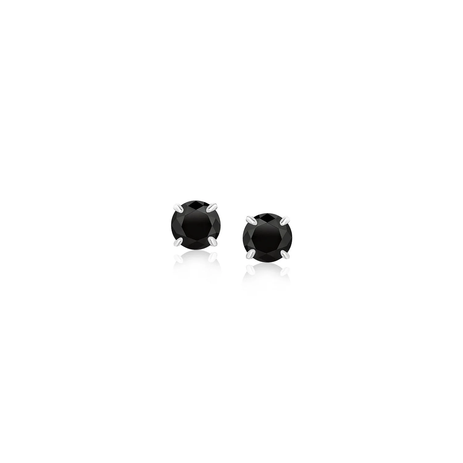 14k White Gold Stud Earrings with Black 4mm Cubic Zirconia - Image 5