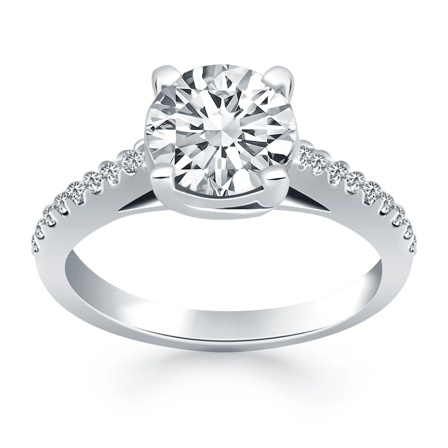 14k White Gold Trellis Diamond Engagement Ring - Image 4