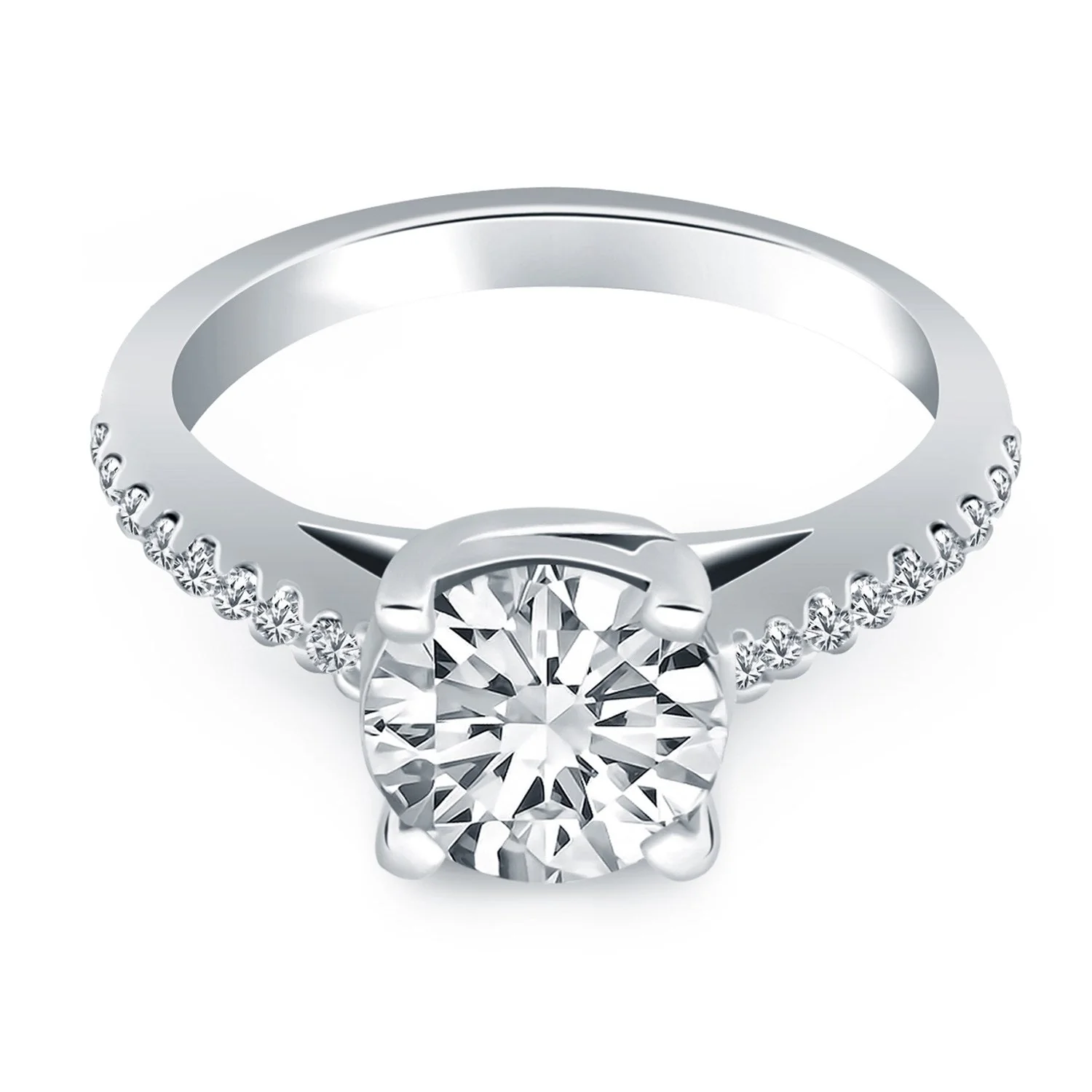 14k White Gold Trellis Diamond Engagement Ring - Image 5