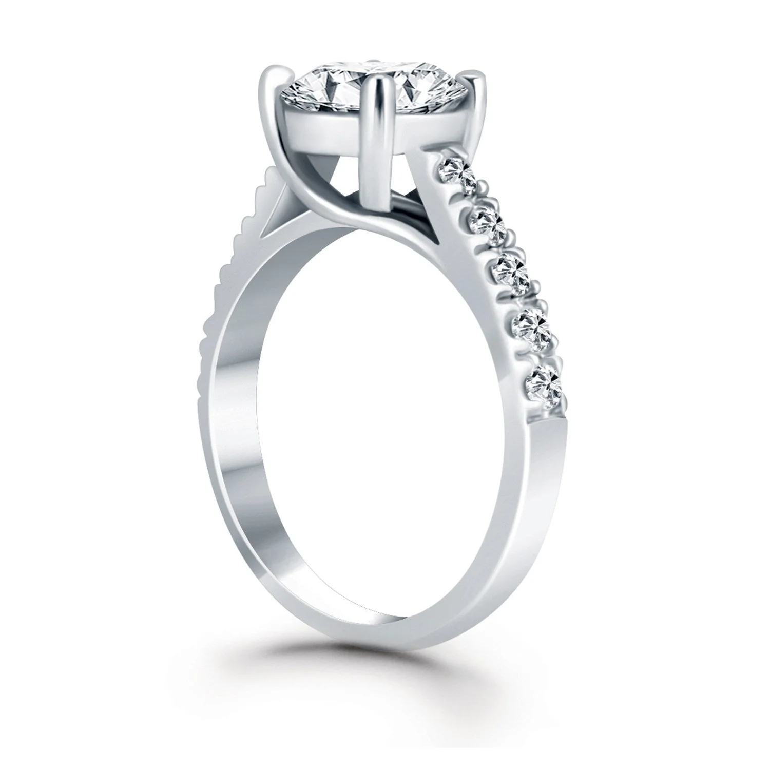14k White Gold Trellis Diamond Engagement Ring - Image 6