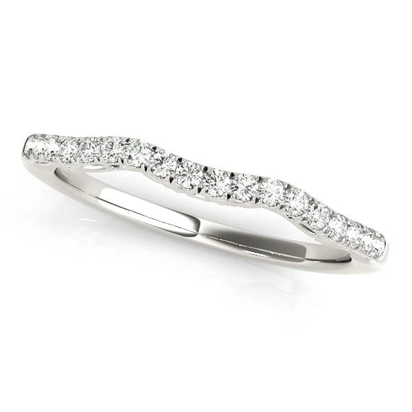14k White Gold Wave Motif Diamond Wedding Band (1/5 cttw) - Image 2