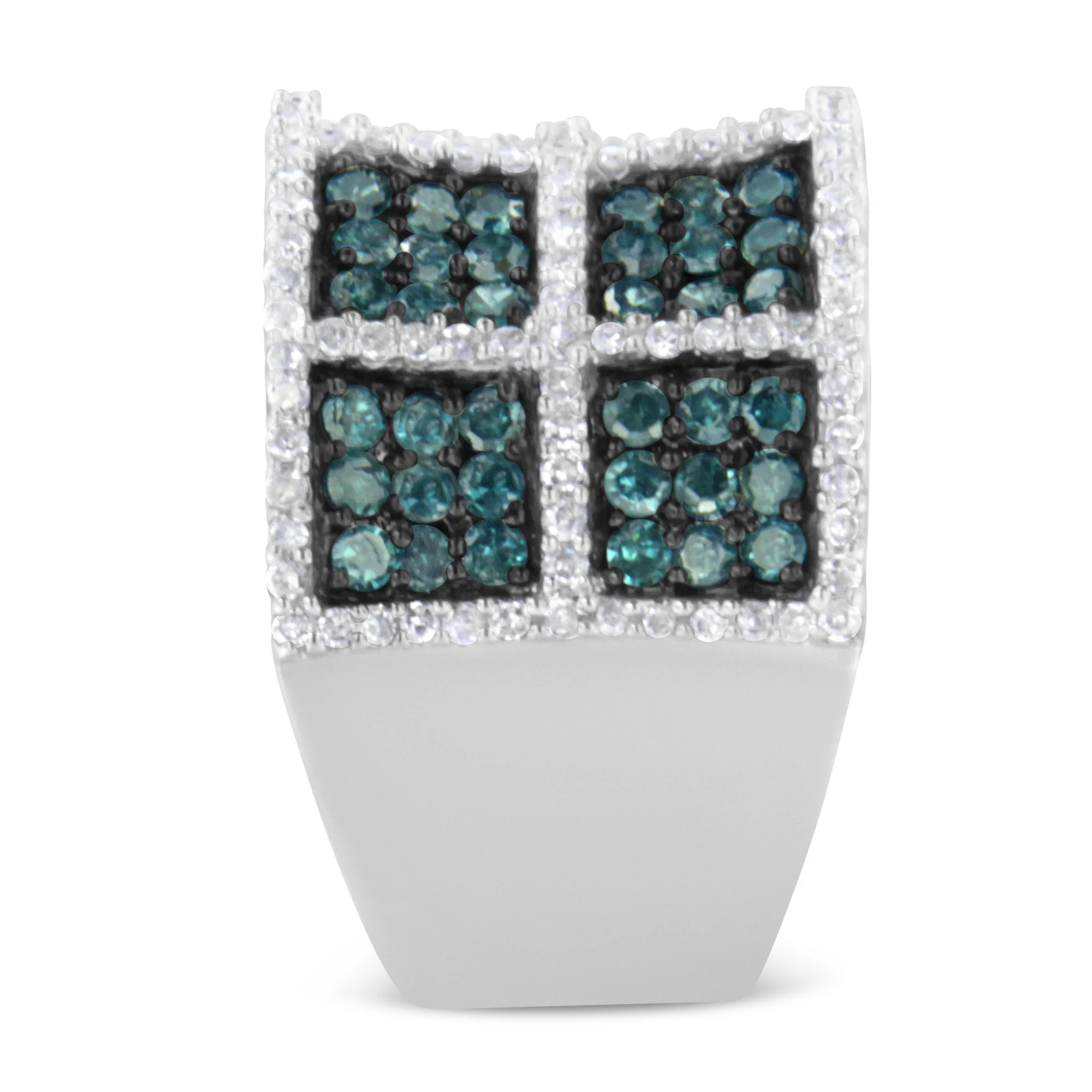 14K White Gold White and Treated Blue Diamond Cocktail Ring (1 1/2 Cttw, H-I Color, I1-I2 Clarity) - Size 6 - Image 10