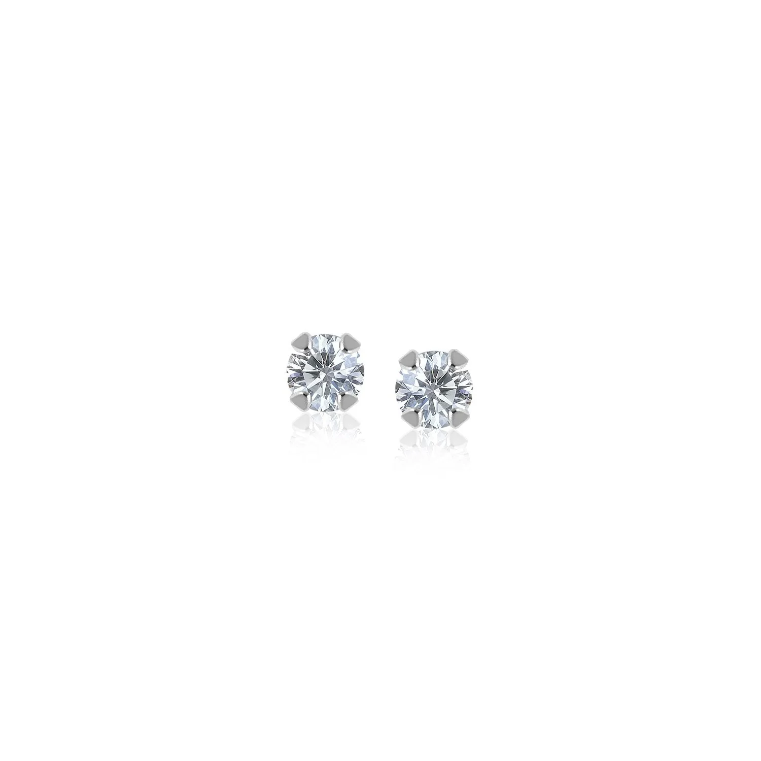 14k White Gold White Cubic Zirconia 2mm Stud Earrings - Image 3