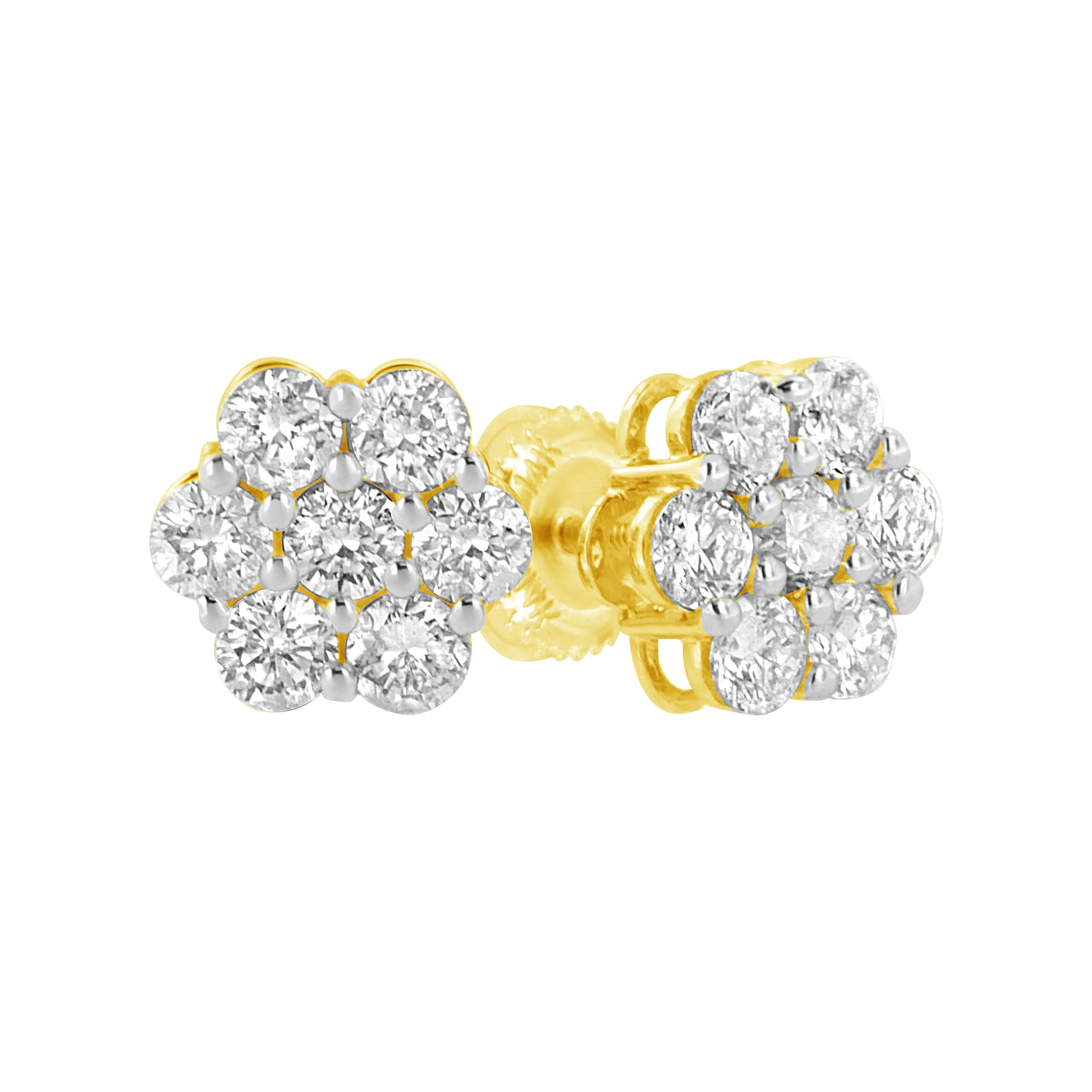 14K Yellow Gold 1.0 Cttw Diamond Flower Earring (J-K Color, I1-I2 Clarity) - Image 4