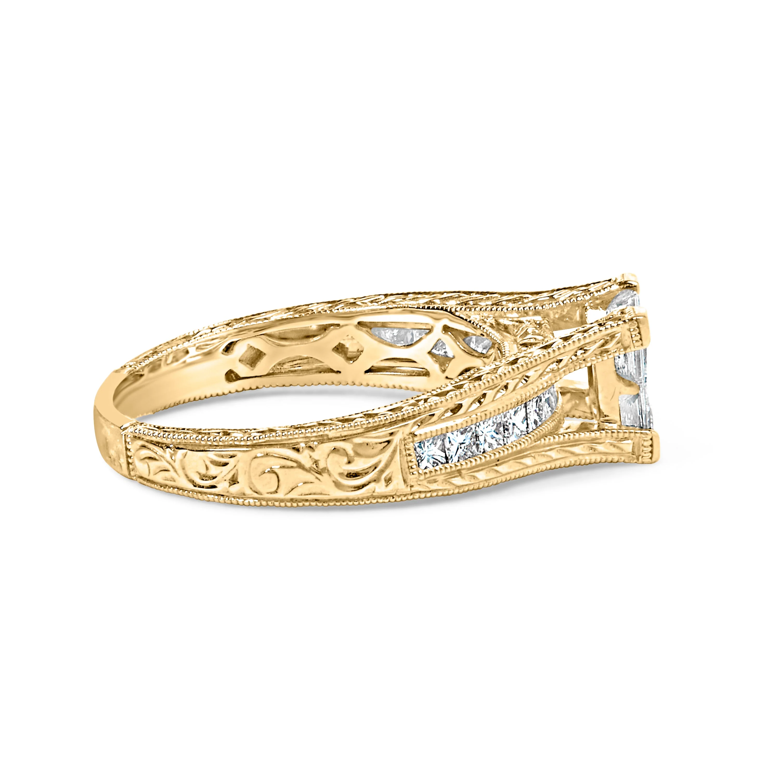 14K Yellow Gold 1.0 Cttw Princess Composite Diamond Engagement Ring (G-H Color, VS1-VS2 Clarity) - Size 7 - Image 9