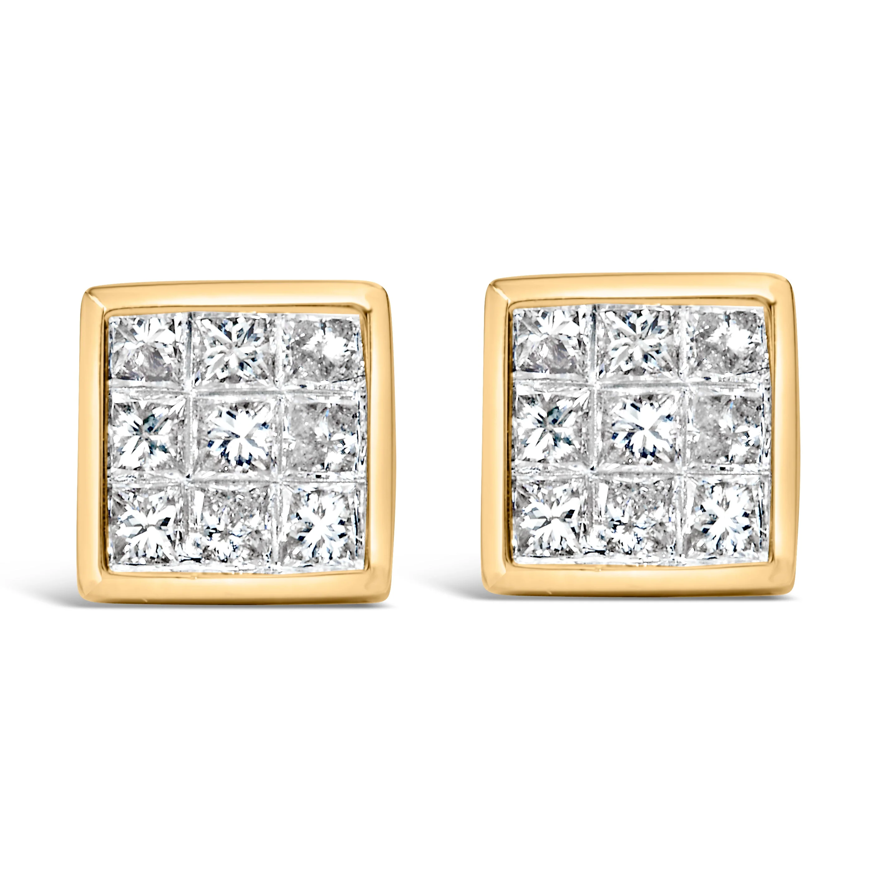 14K Yellow Gold 1.0 Cttw Princess Cut Diamond Composite Stud Earrings with Screw Backs (J-K Color, SI1-SI2 Clarity) - Image 4