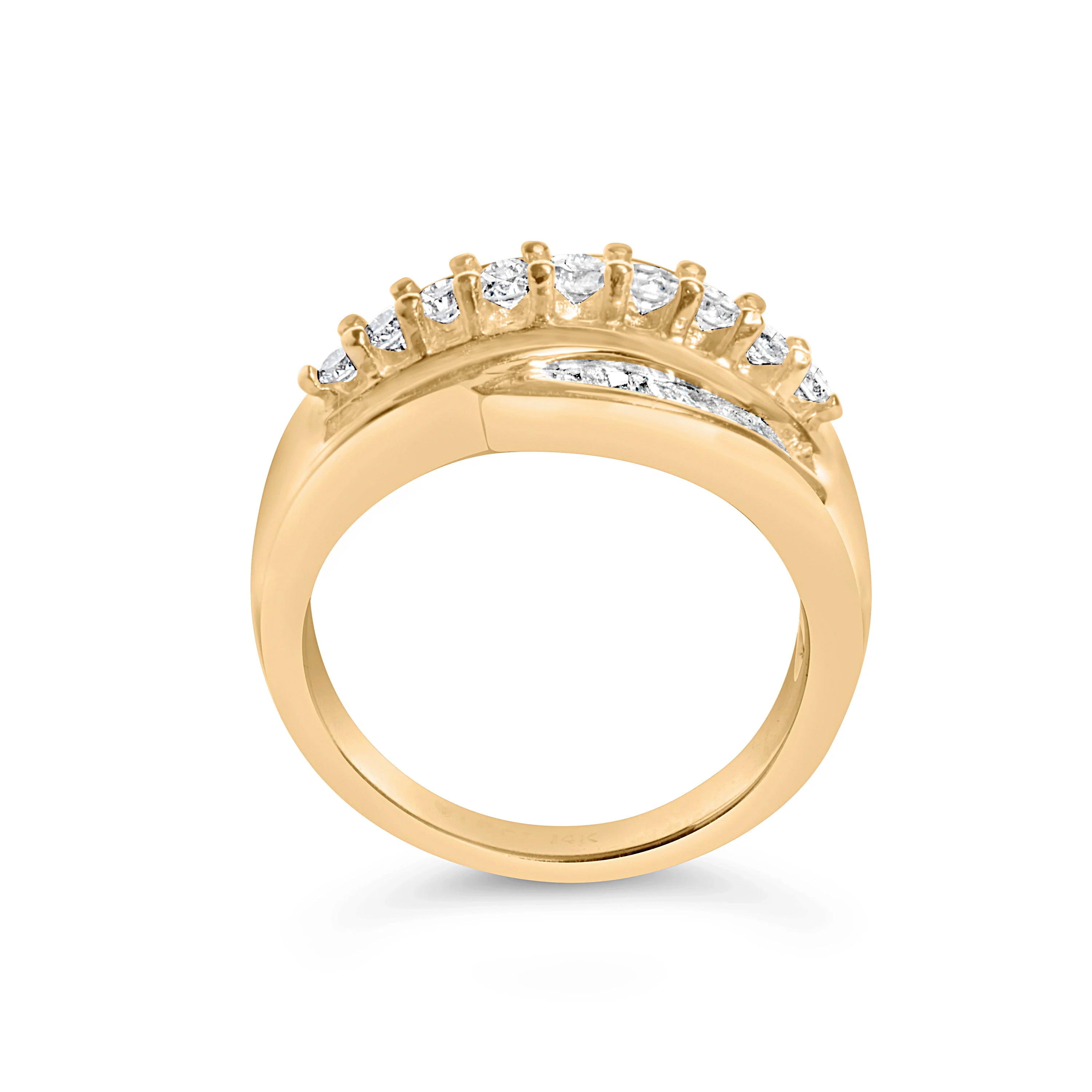 14K Yellow Gold 1.00 Cttw Diamond Cocktall Cluster 5 Stone Ring (H-I Color, SI1-I1 Clarity) - Ring Size 7 - Image 10