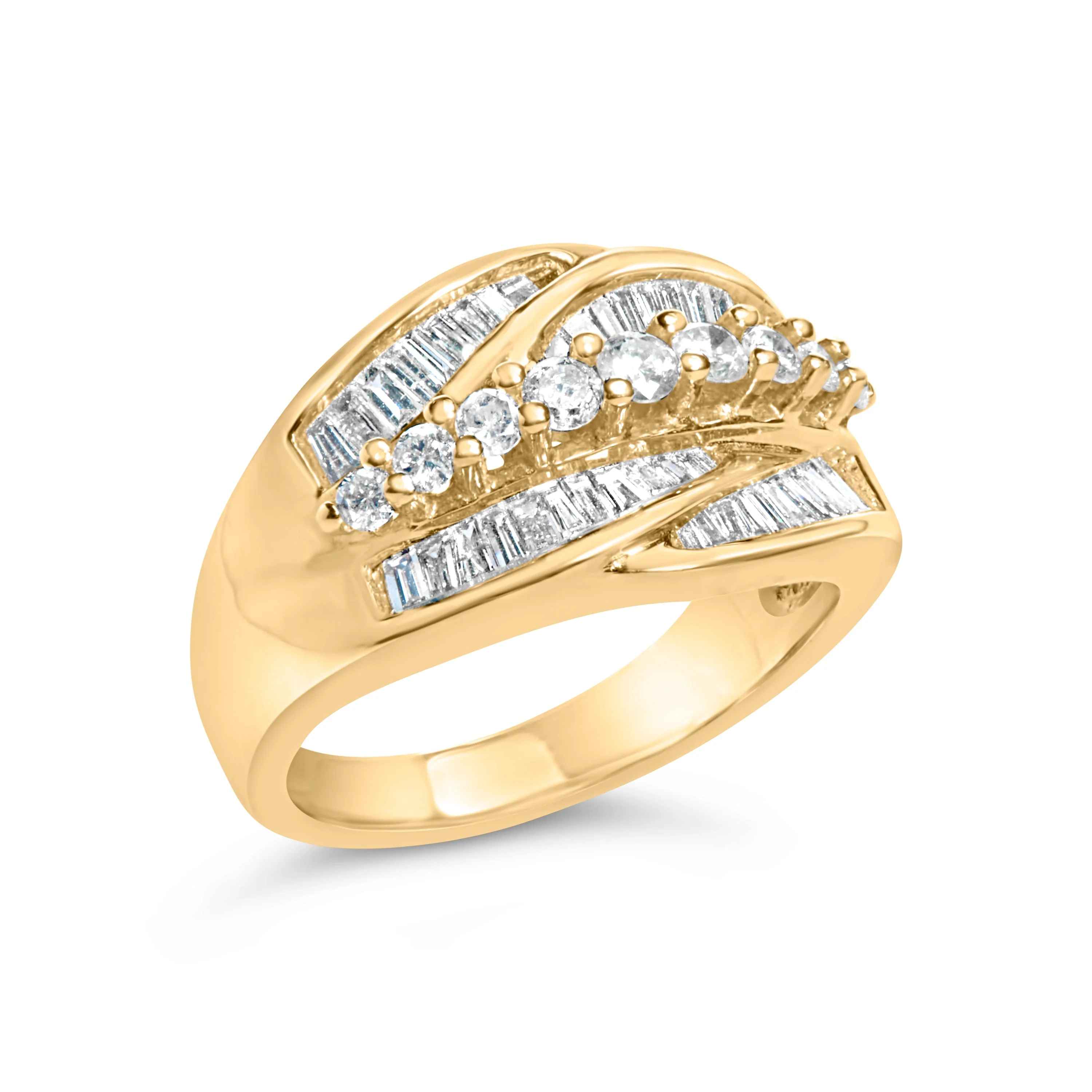 14K Yellow Gold 1.00 Cttw Diamond Cocktall Cluster 5 Stone Ring (H-I Color, SI1-I1 Clarity) - Ring Size 7 - Image 8