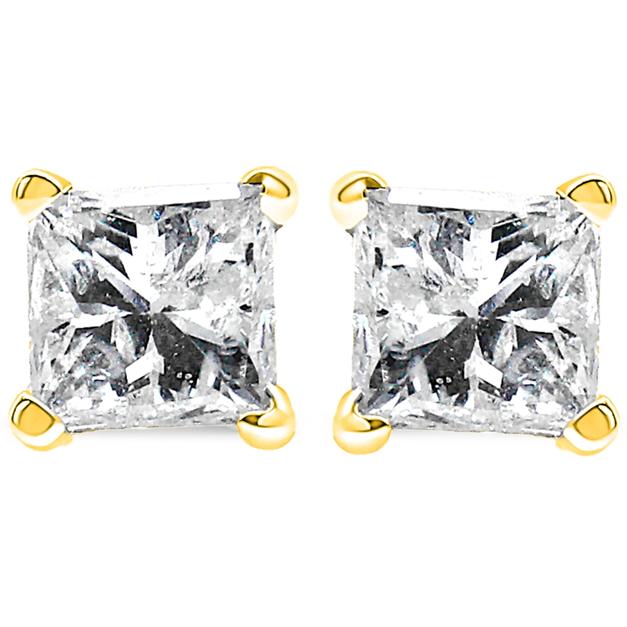 14K Yellow Gold 1.00 Cttw Princess-Cut Square Near Colorless Diamond Classic 4-Prong Solitaire Stud Earrings (J-K Color, I1-I2 Clarity) - Image 5