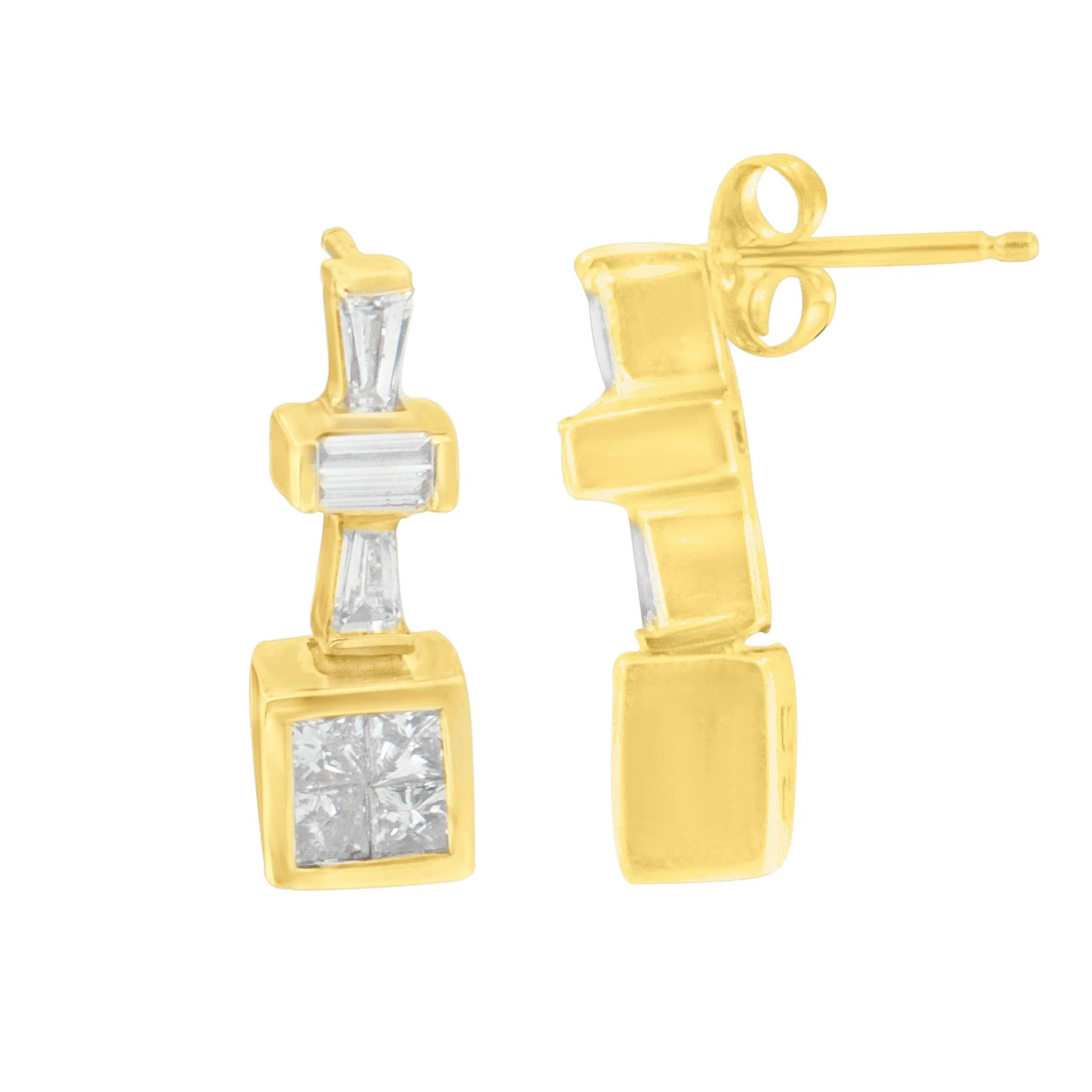 14K Yellow Gold 1 1/3 cttw Diamond Hoop Earrings (G-H, VS1-VS2) - Image 4