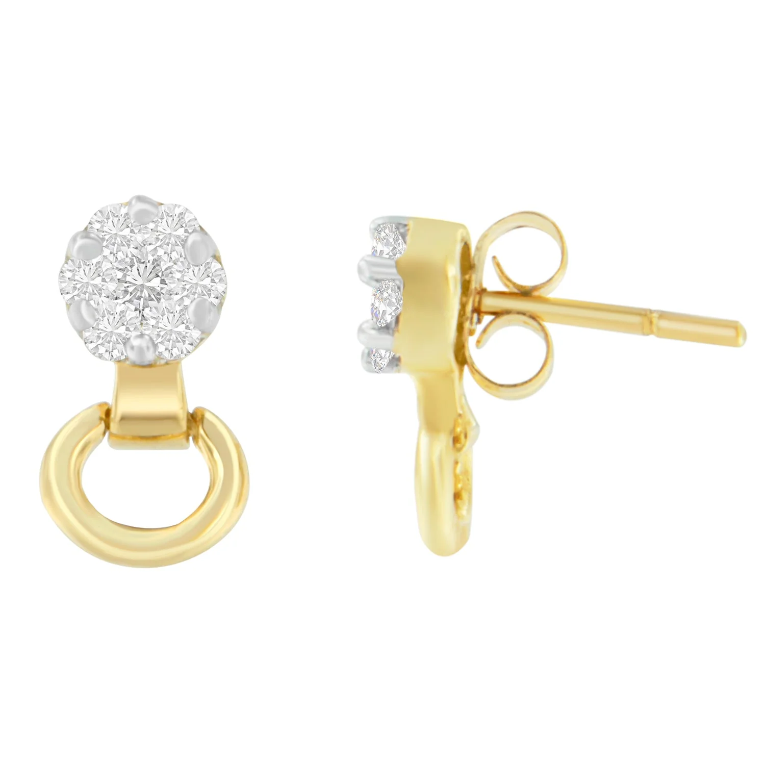 14K Yellow Gold 1/2 cttw Diamond Stud Earrings (I-J, SI1-SI2) - Image 3