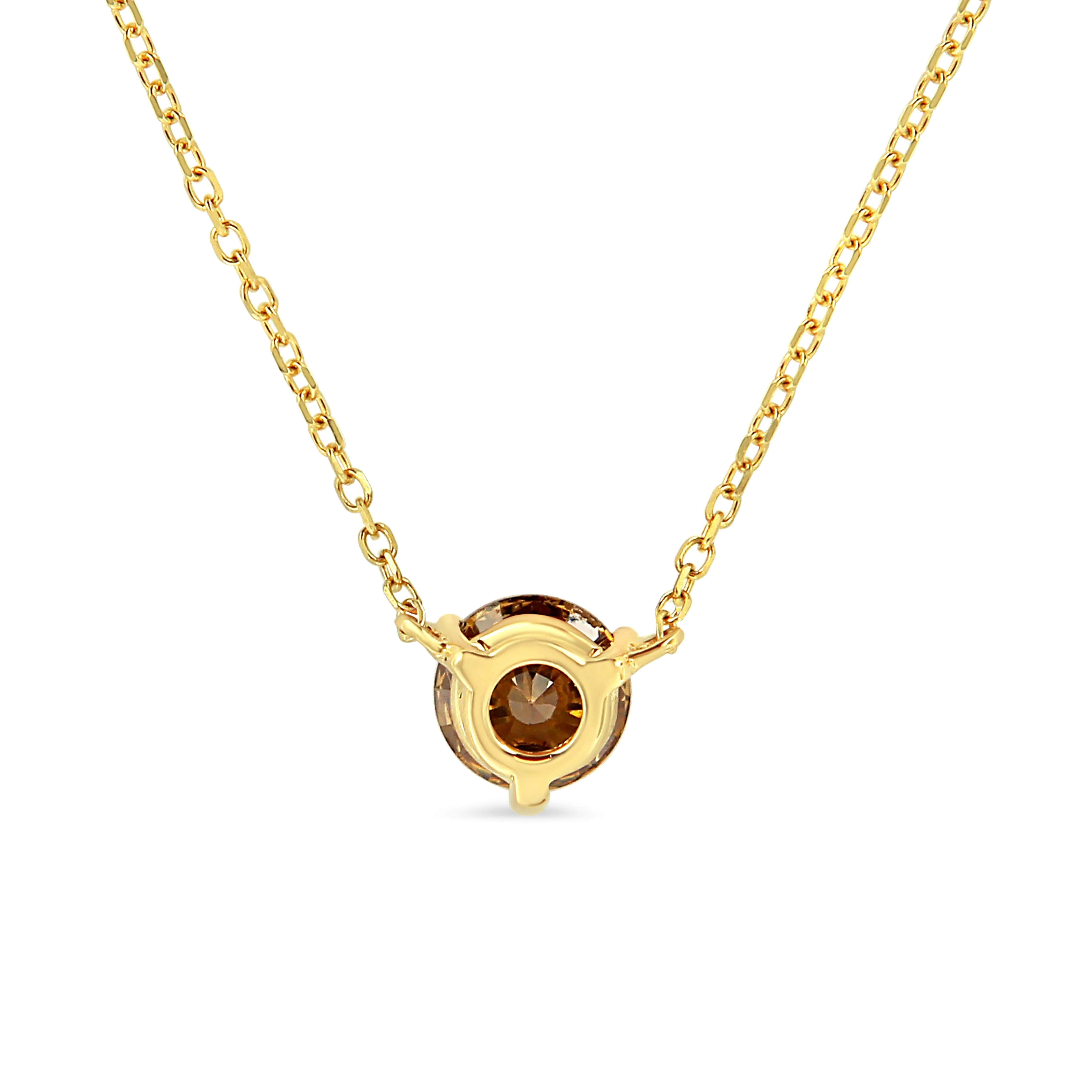 14K Yellow Gold 1/2 Cttw Martini Set Lab Grown Yellow Diamond Solitaire 18" Pendant Necklace (Yellow Color, VS2-SI1 Clarity) - Image 8