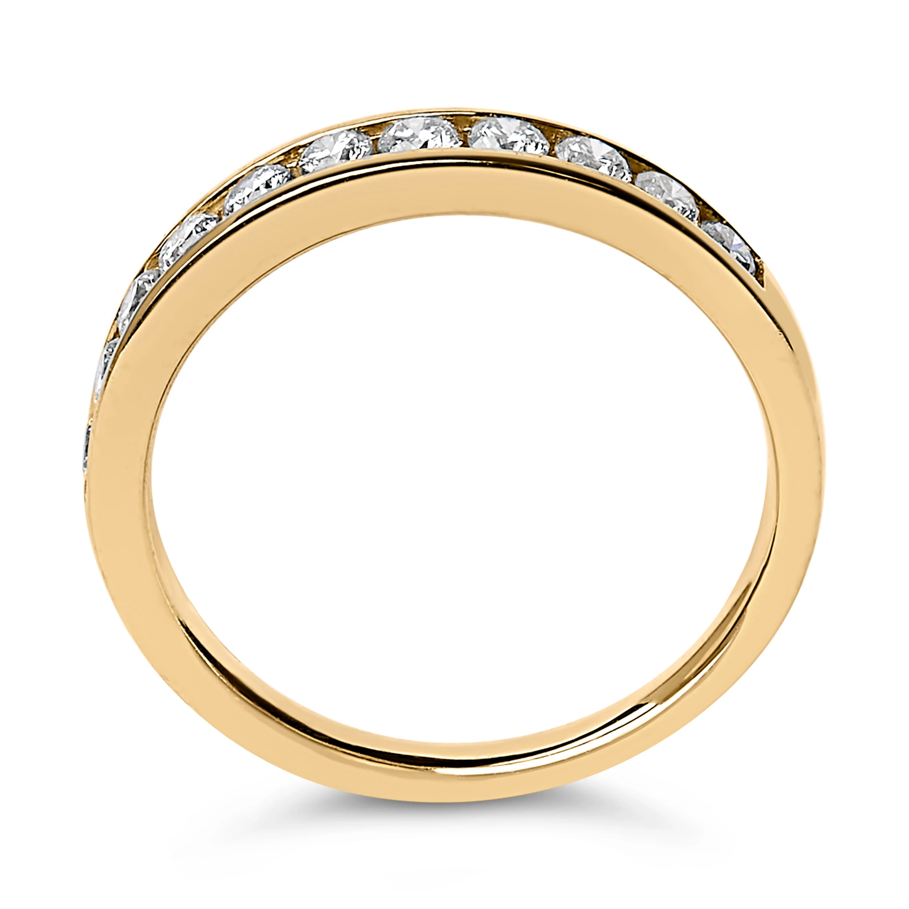 14K Yellow Gold 1/2 Cttw Round Diamond 11 Stone Channel Set Band - Image 5