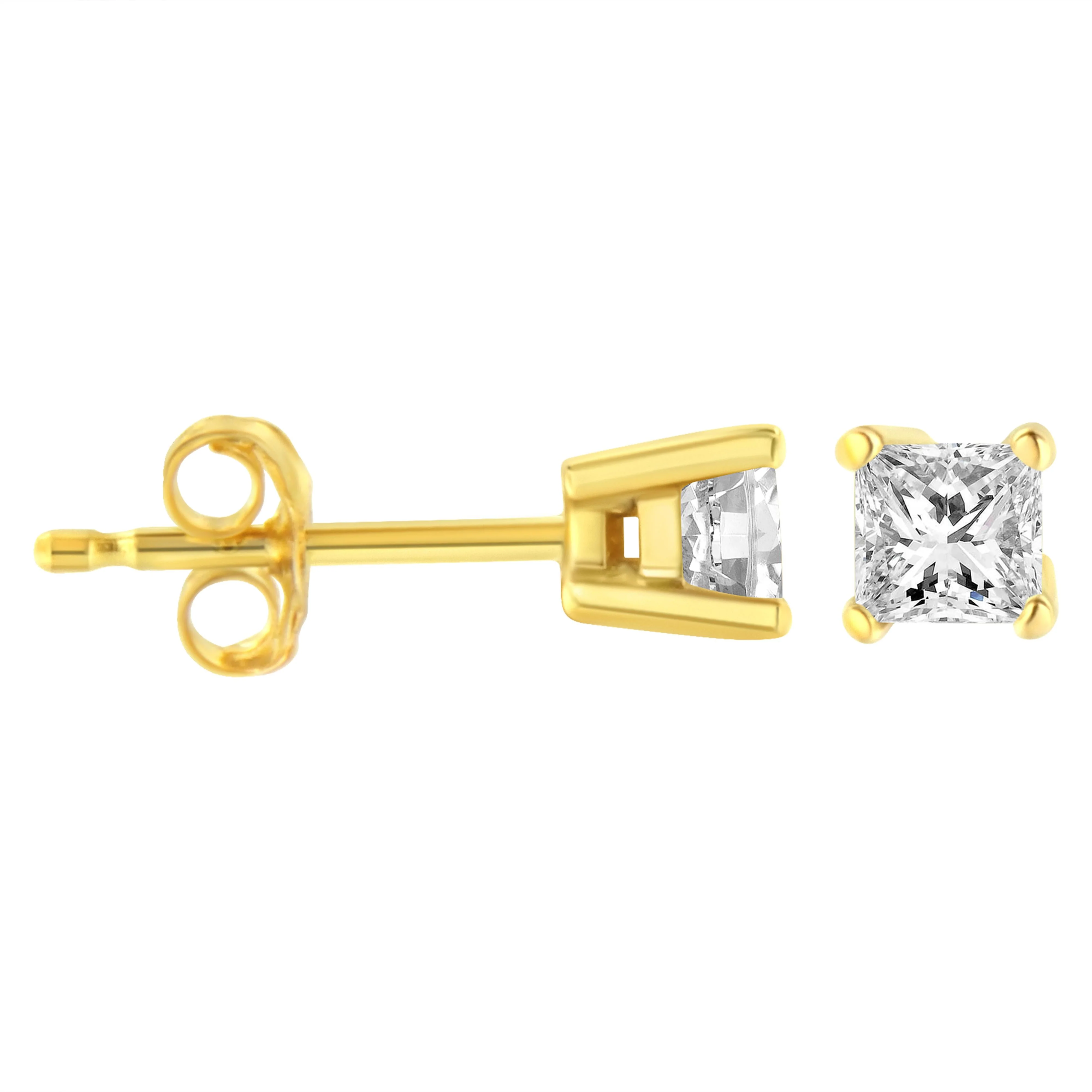 14K Yellow Gold 1/3 Cttw Princess-Cut Square Near Colorless Diamond Classic 4-Prong Solitaire Stud Earrings (J-K Color, I1-I2 Clarity) - Image 3