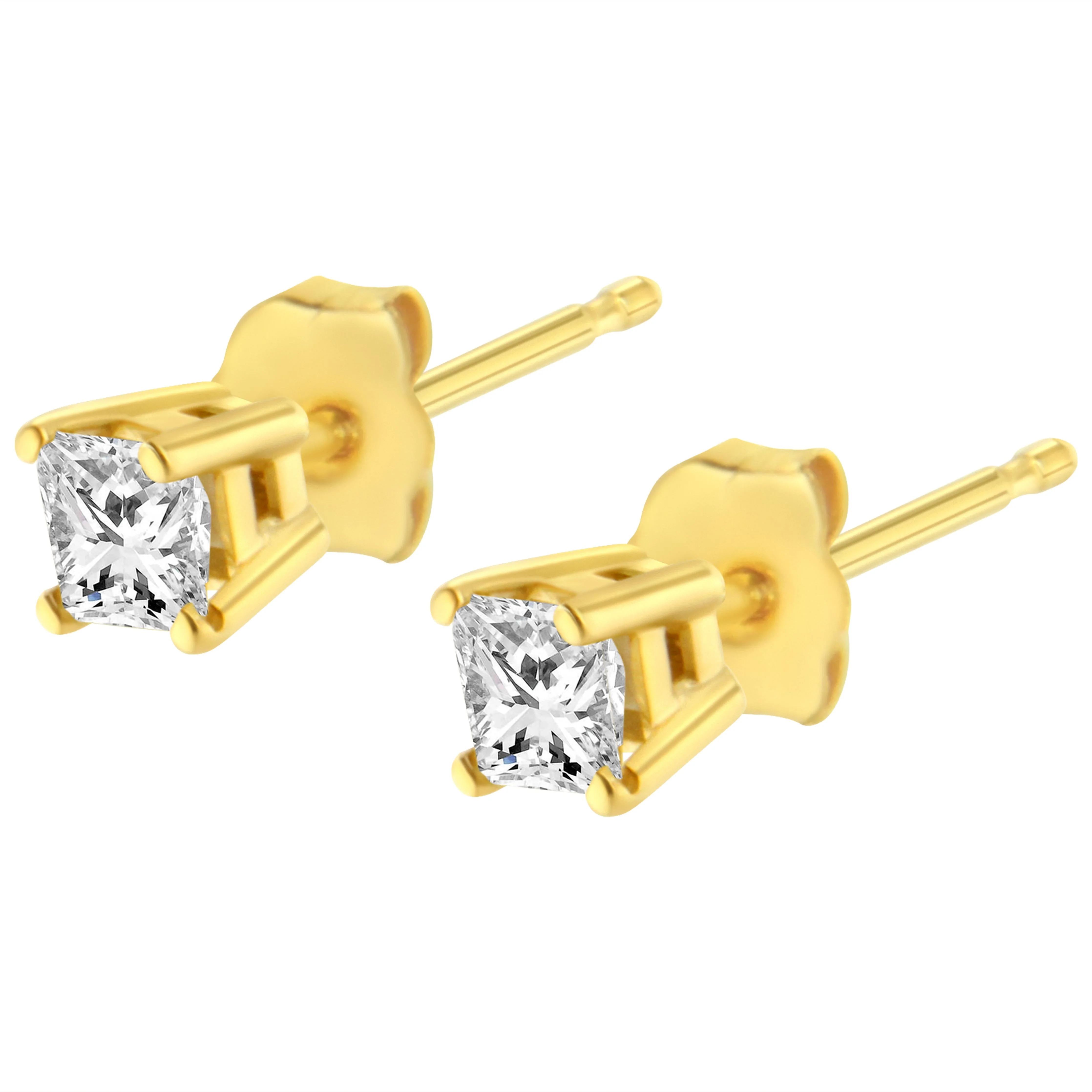 14K Yellow Gold 1/3 Cttw Princess-Cut Square Near Colorless Diamond Classic 4-Prong Solitaire Stud Earrings (J-K Color, I1-I2 Clarity) - Image 8