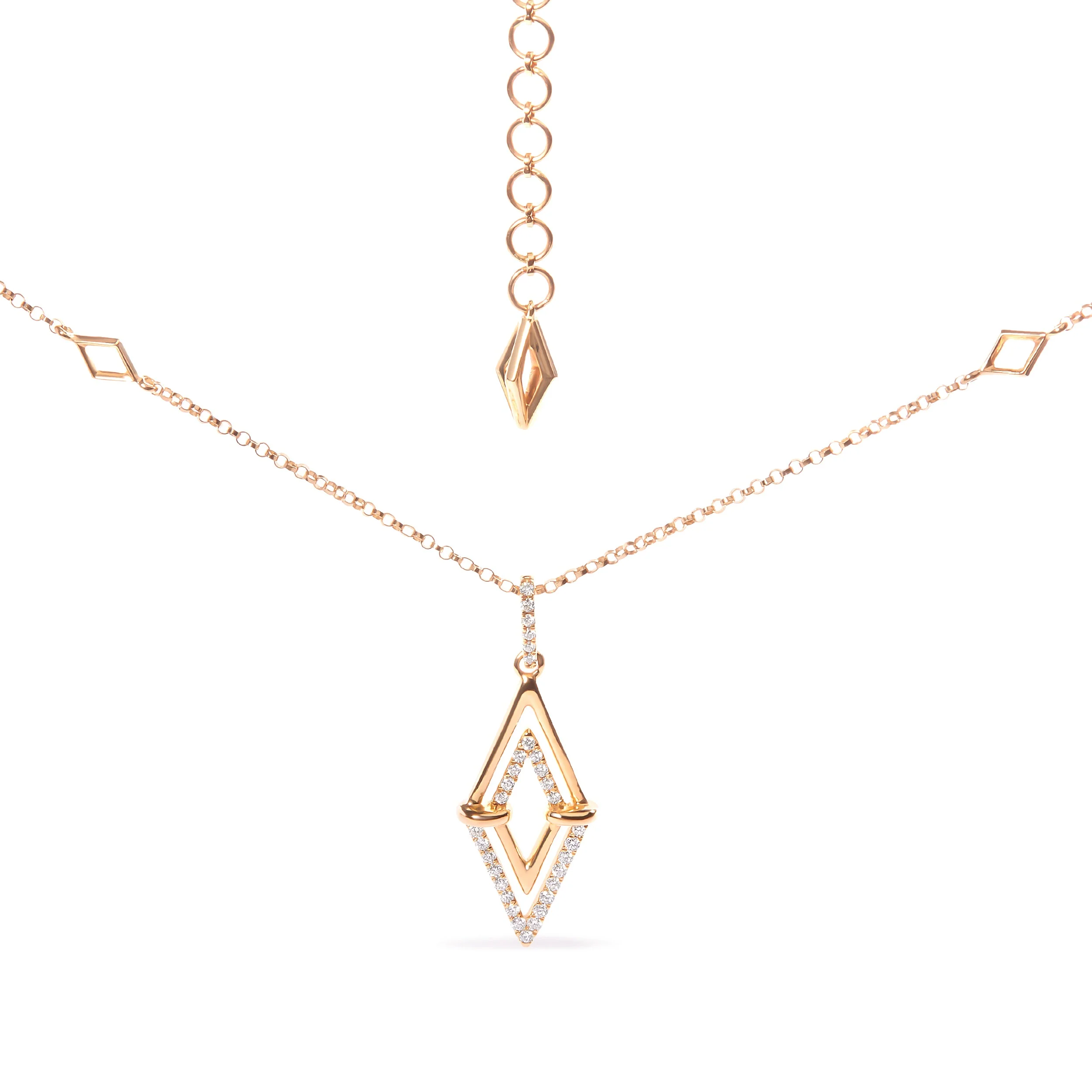 14K Yellow Gold 1/4 Cttw Diamond Double Triangle Geometric 18" Pendant Necklace (G-H Color, SI1-SI2 Clarity) - Image 4