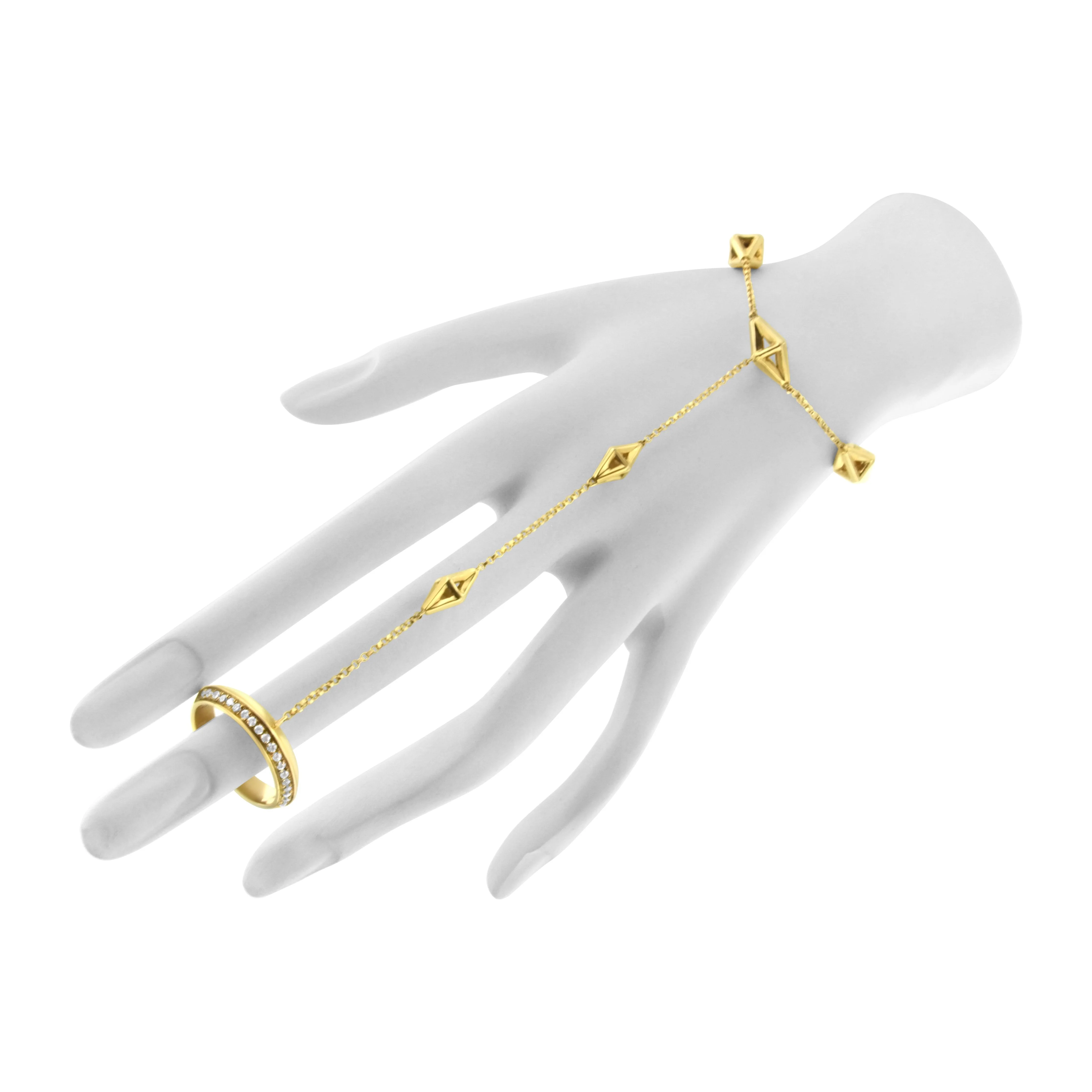 14K Yellow Gold 1/4 Cttw Diamond Ring and Bracelet Hand Chain (G-H Color, SI1-SI2 Clarity) - 7" - Image 10