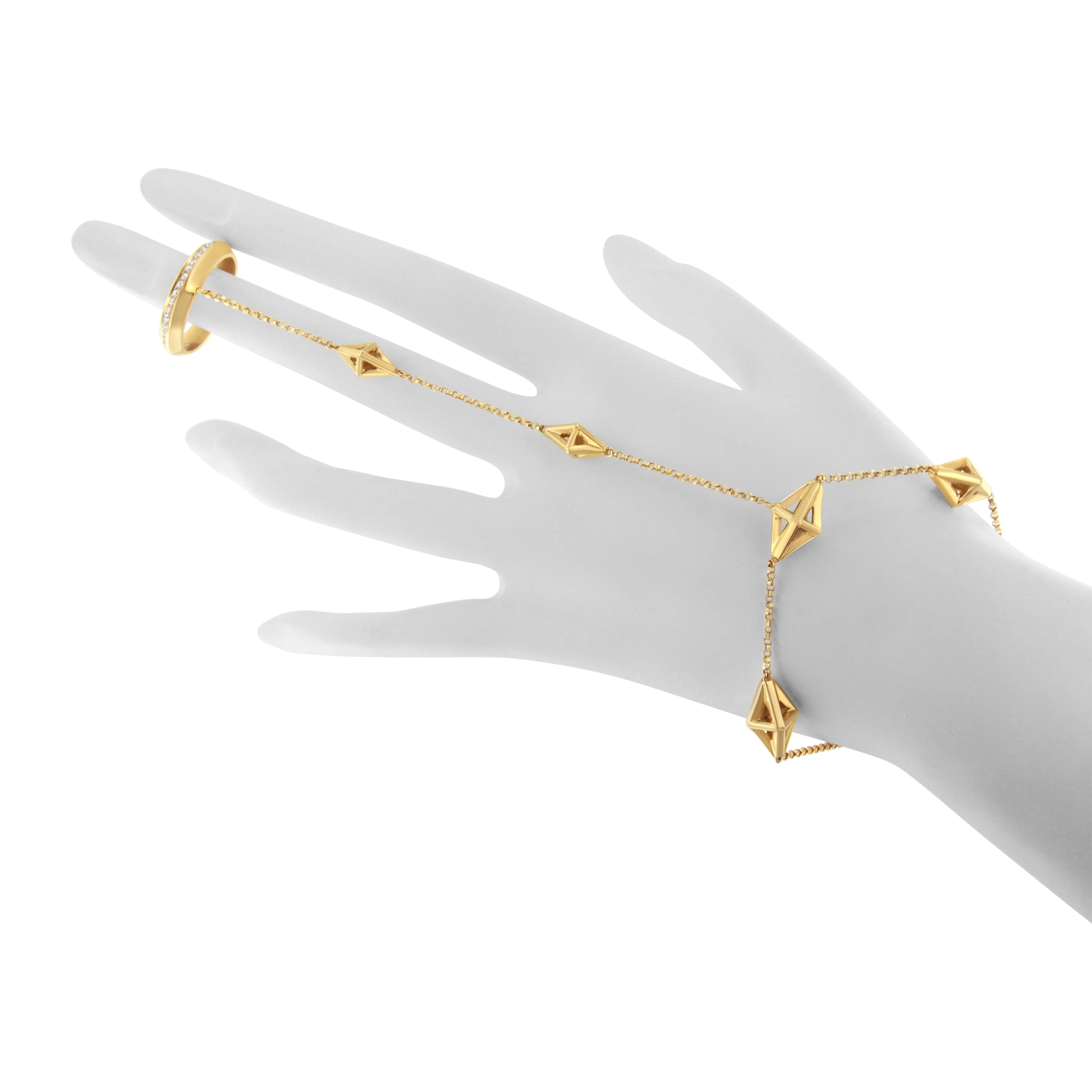 14K Yellow Gold 1/4 Cttw Diamond Ring and Bracelet Hand Chain (G-H Color, SI1-SI2 Clarity) - 7" - Image 9