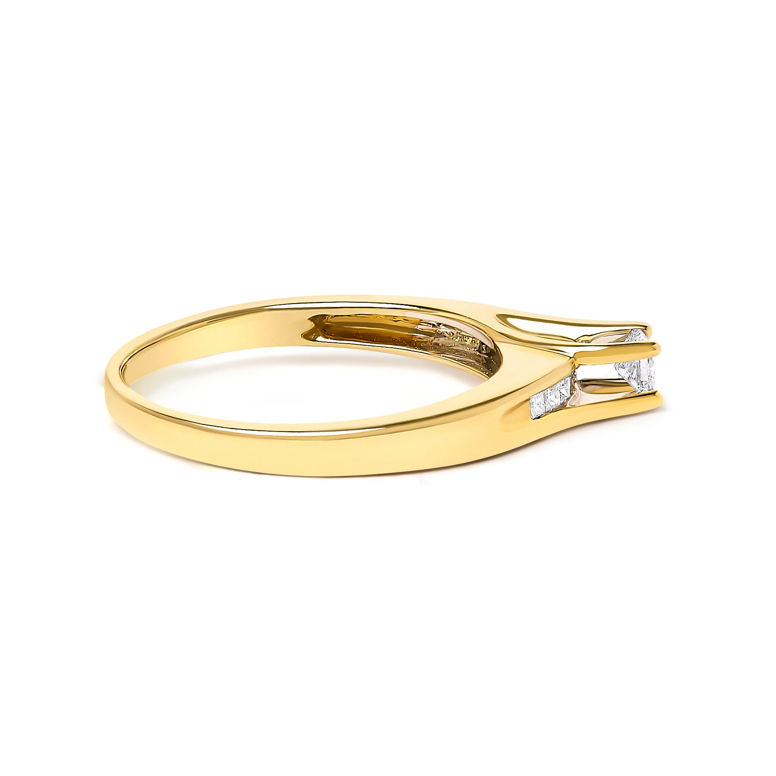 14K Yellow Gold 1/4 Cttw Princess Cut Diamond Engagement Ring - Image 2