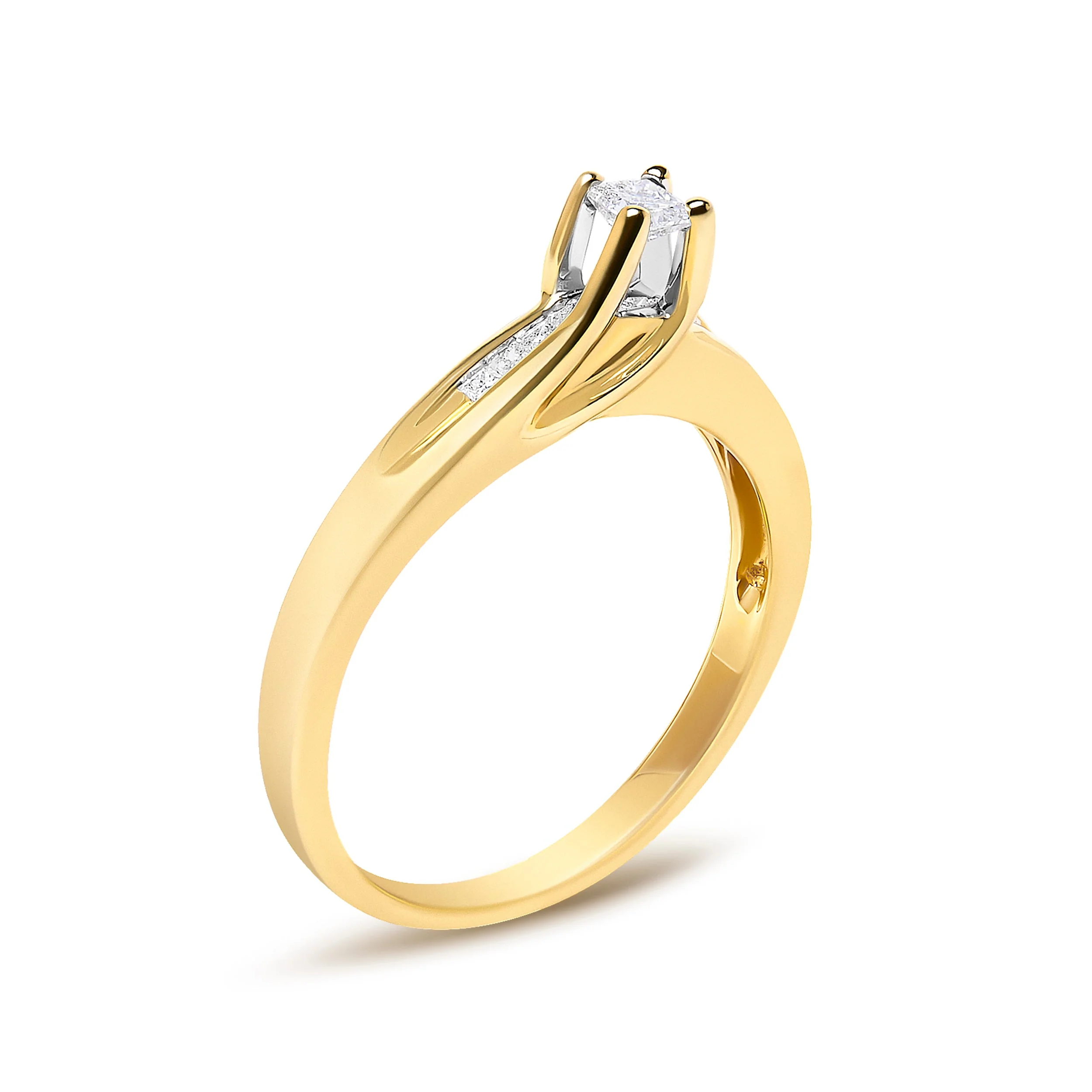 14K Yellow Gold 1/4 Cttw Princess Cut Diamond Engagement Ring - Image 3