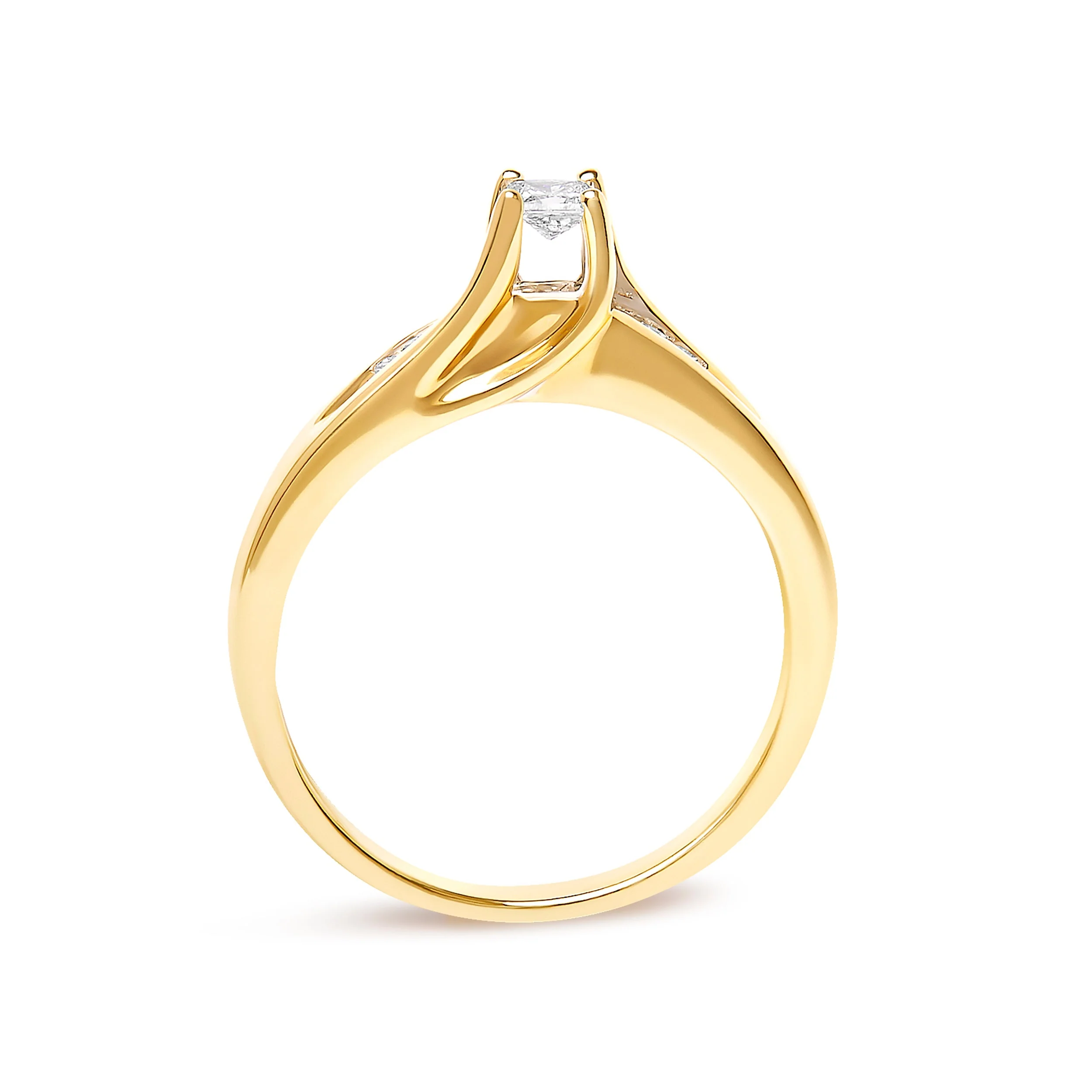 14K Yellow Gold 1/4 Cttw Princess Cut Diamond Engagement Ring - Image 5