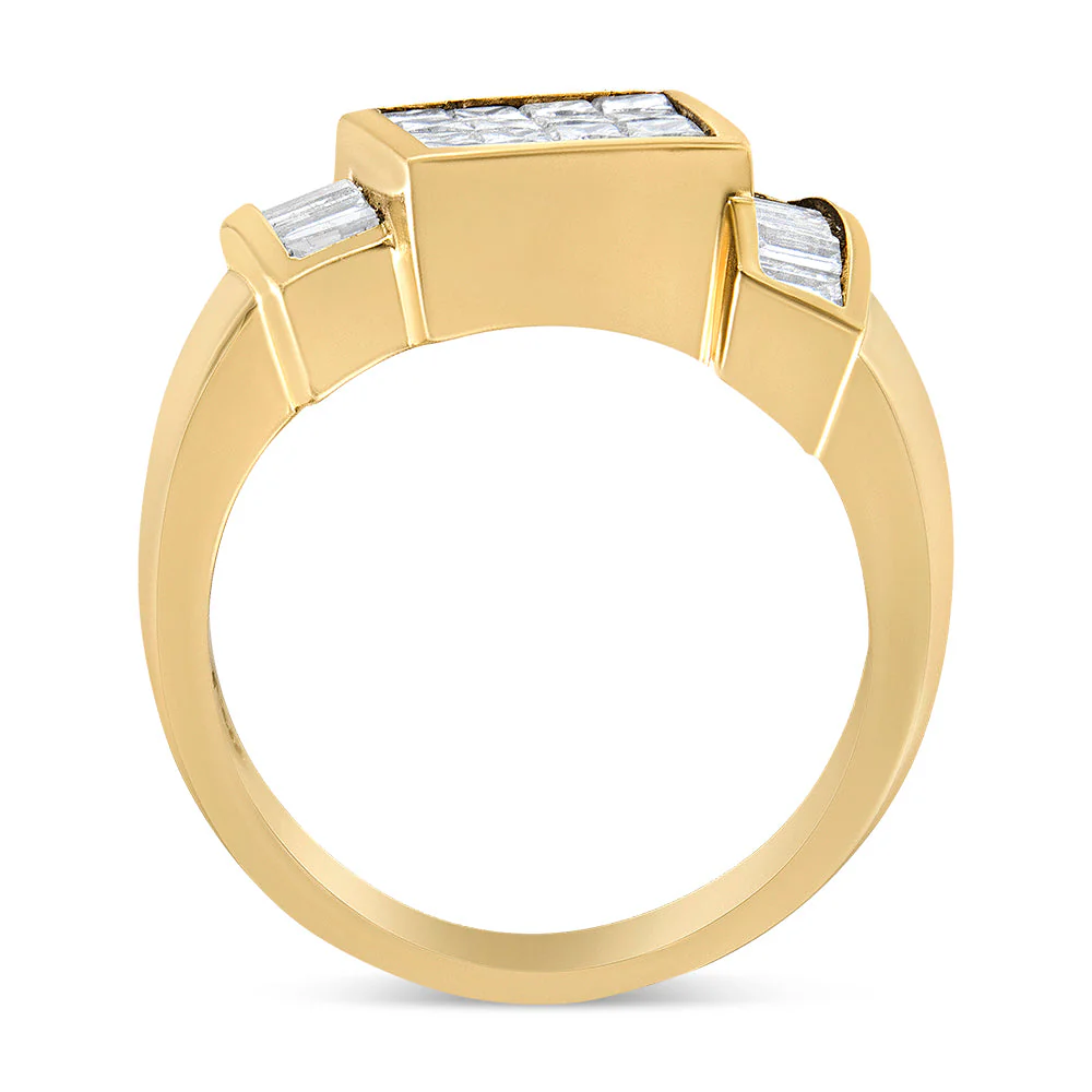 14K Yellow Gold 1 5/8 Cttw Invisible-Set Princess and Baguette Diamond Cocktail Band Ring - Image 4