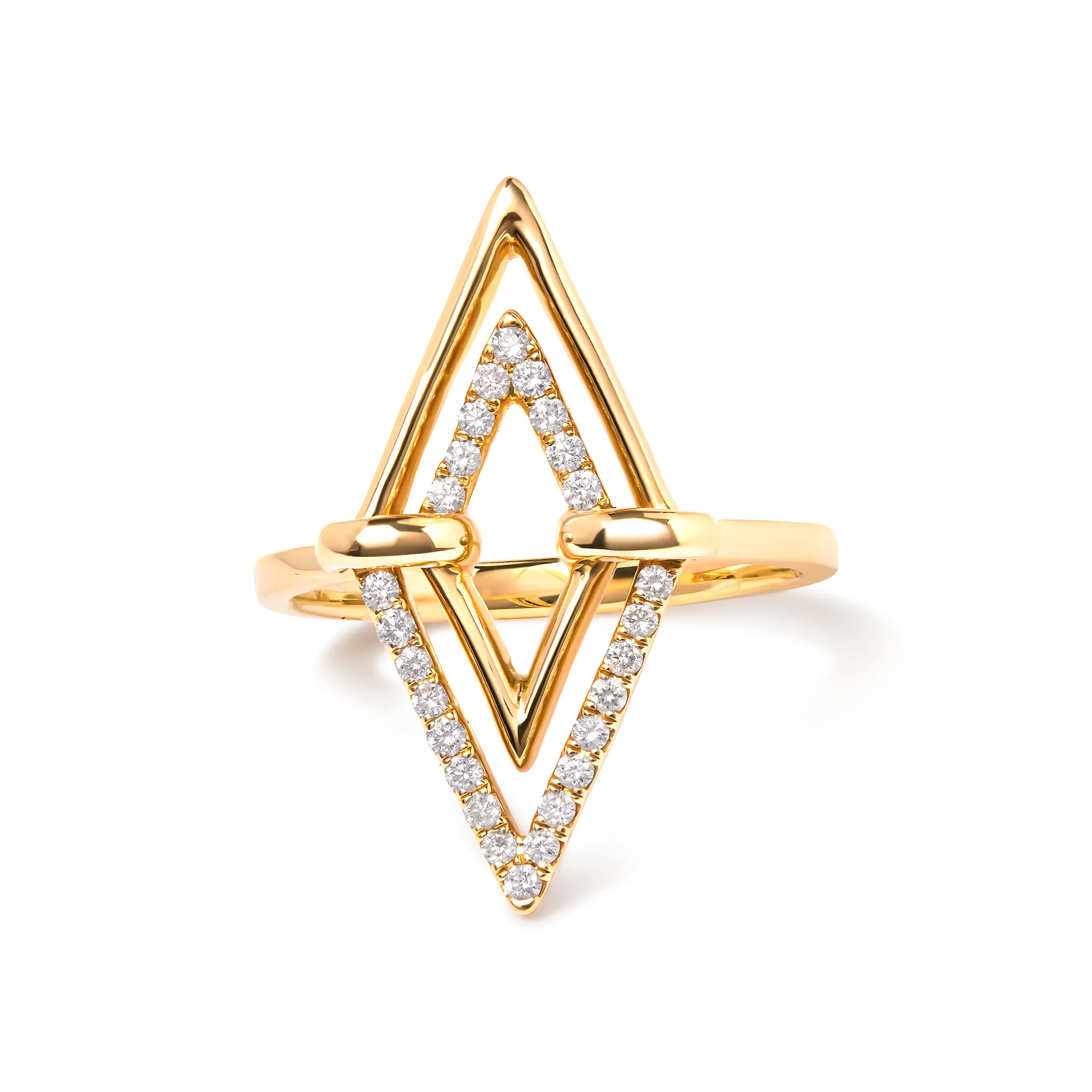 14K Yellow Gold 1/5 Cttw Diamond Double Triangle Ring (G-H Color, SI1-SI2 Clarity) - Size 7 - Image 4