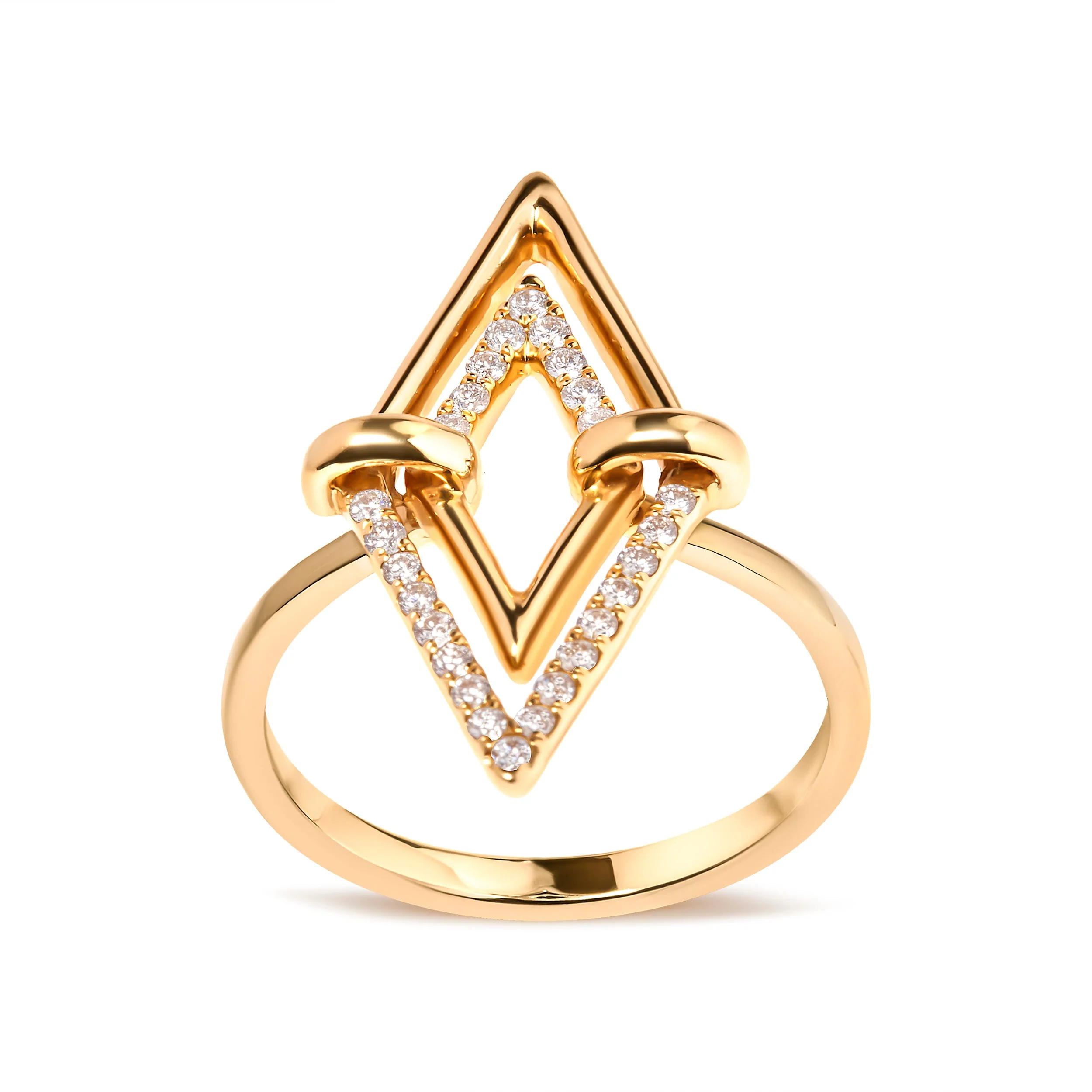 14K Yellow Gold 1/5 Cttw Diamond Double Triangle Ring (G-H Color, SI1-SI2 Clarity) - Size 7 - Image 5