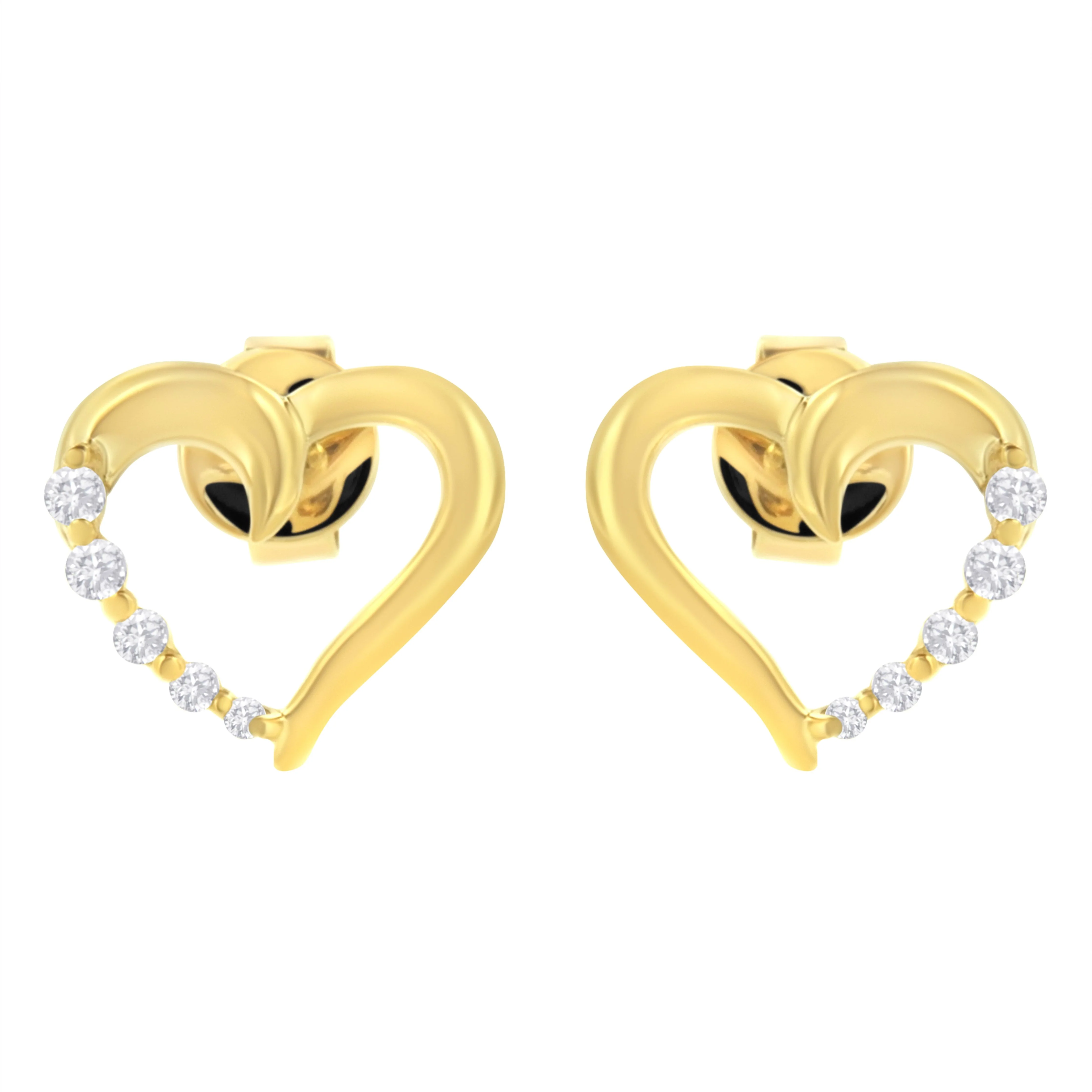 14K Yellow Gold 1/8 Cttw Diamond Journey Heart Hoop Earrings (K-L Color, I1-I2 Clarity) - Image 8