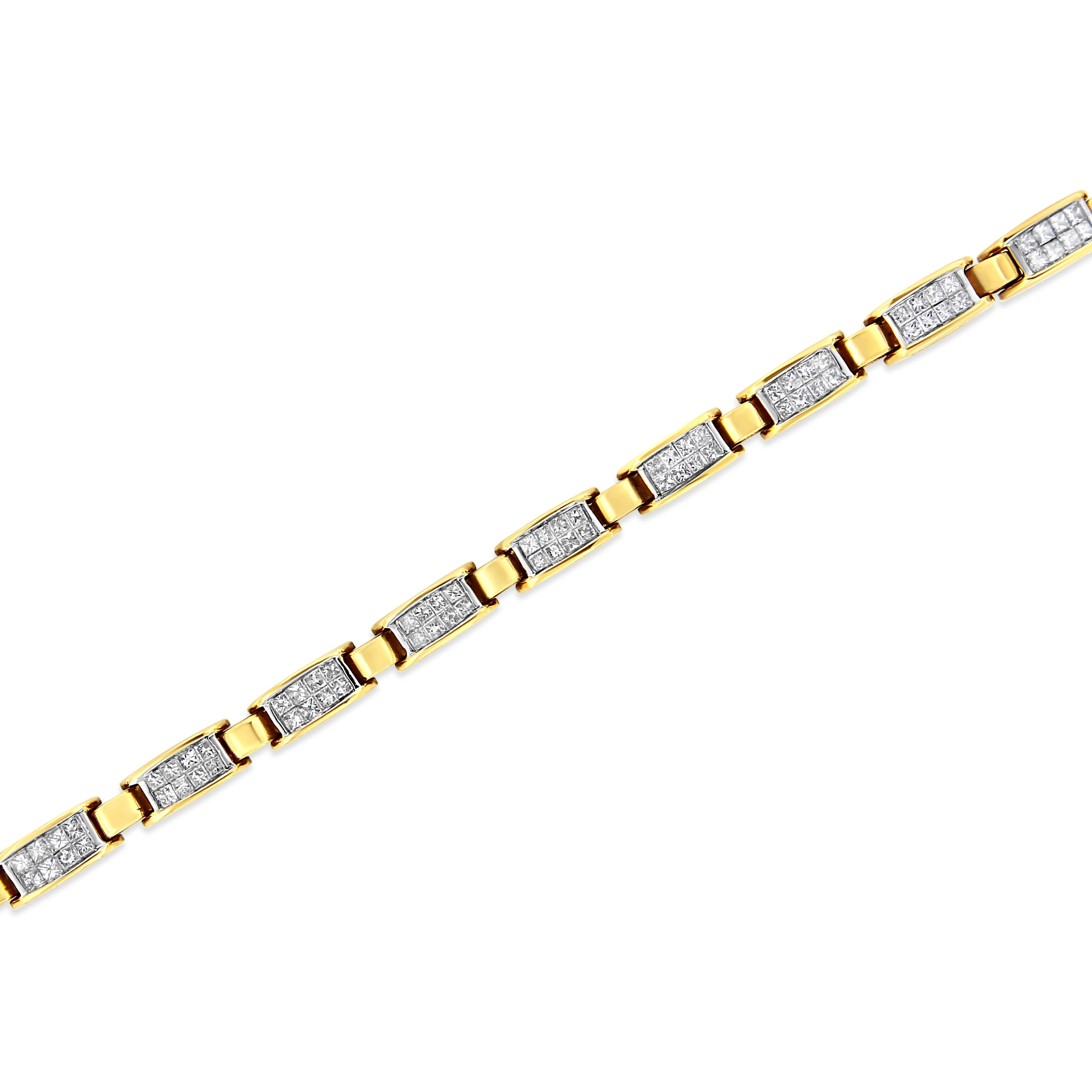 14K Yellow Gold 2 1/2 Cttw Princess-Cut Diamond Link Tennis Bracelet (H-I Color, SI2-I1 Clarity) - 7.25" - Image 7