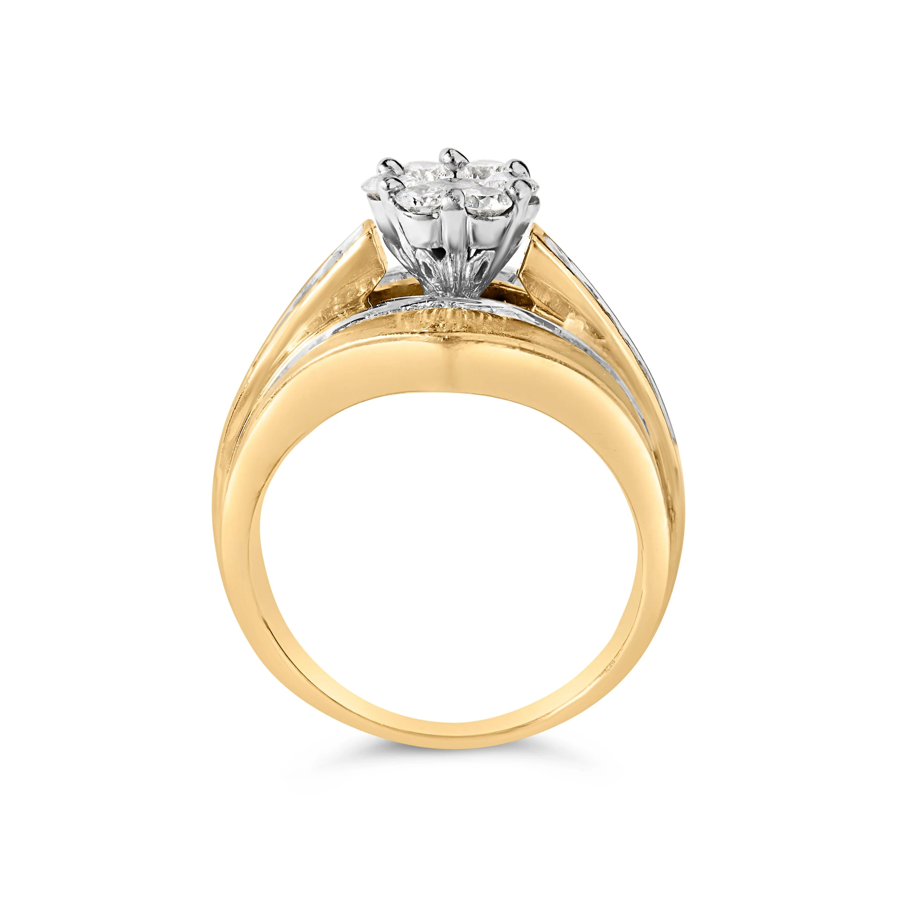 14K Yellow Gold 2-1/3 Cttw Diamond Cluster Channel Set Chevron Shaped Engagement Ring (H-I Color, SI1-SI2 Clarity) - Ring Size 7 - Image 11