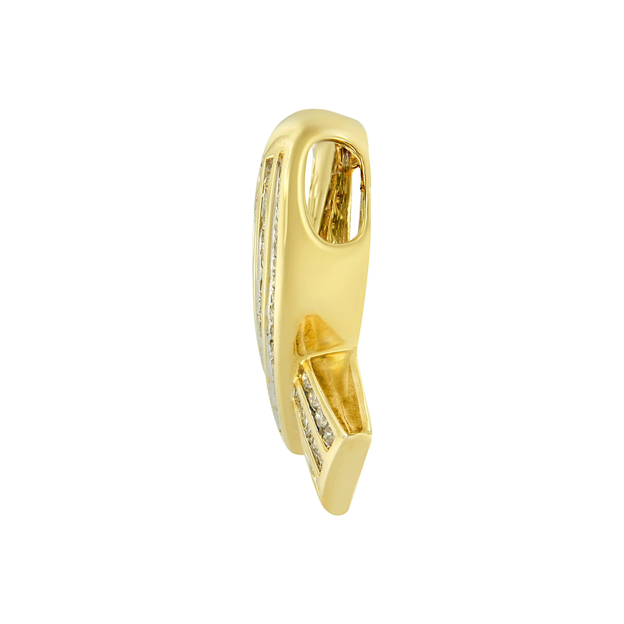 14K Yellow Gold 2 5/8 cttw Channel Set White Diamond Awareness Ribbon Pendant Necklace (G-H Color, VS1-VS2 Clarity) - NO CHAIN - Image 7