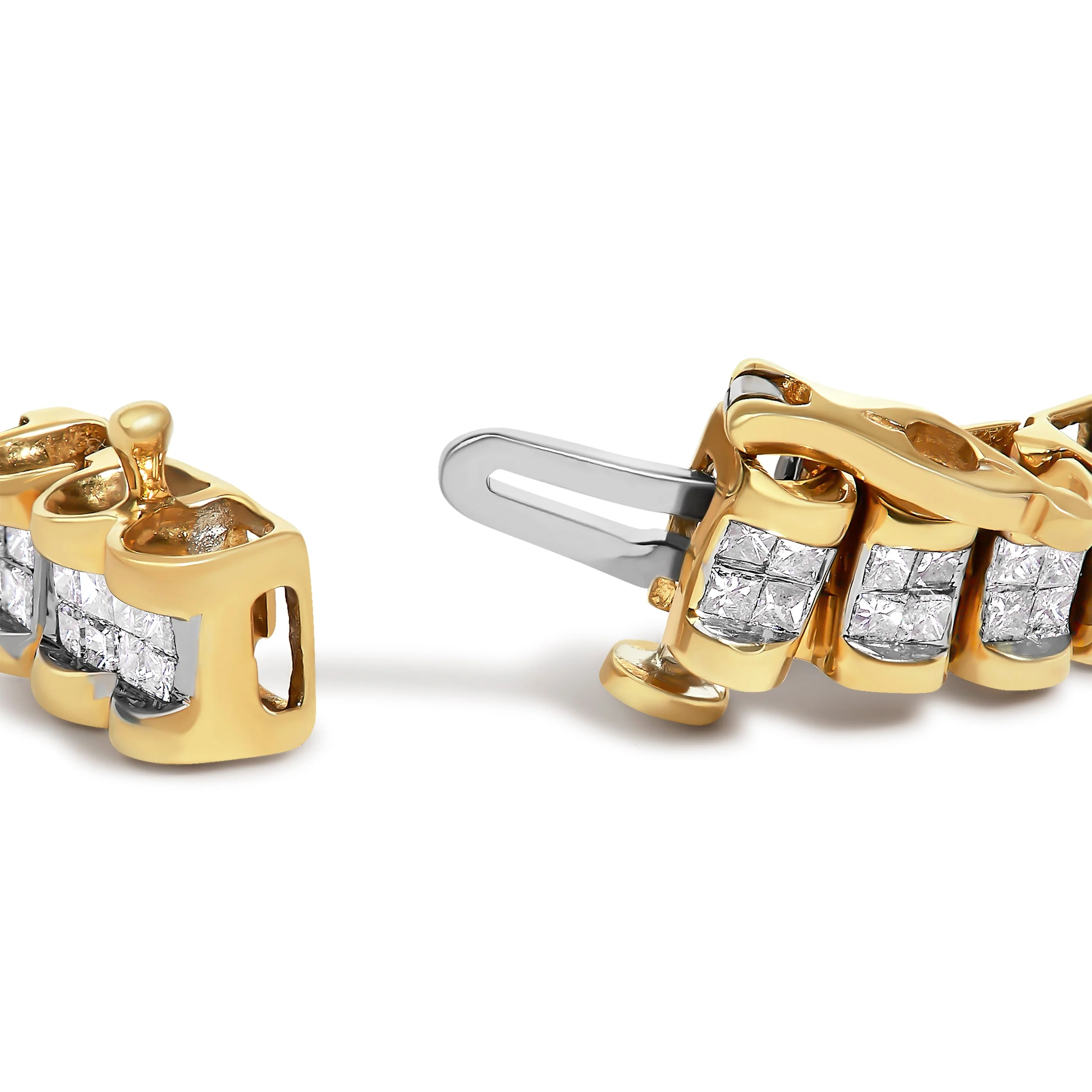 14K Yellow Gold 3.0 Cttw Princess Cut Quad Invisible Set Tennis Bracelet (H-I Color, SI1-SI2 Clarity) - 7†- Image 2