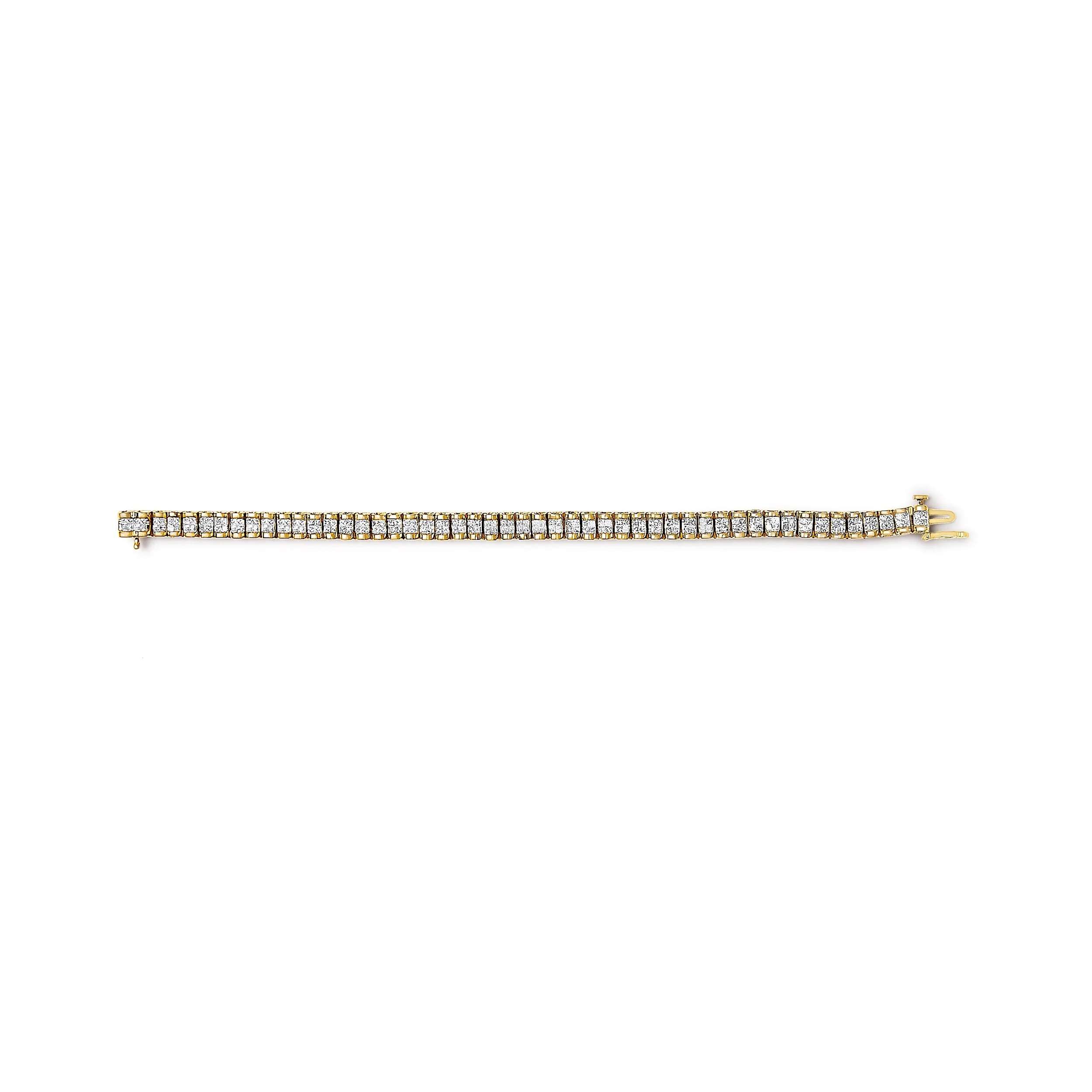 14K Yellow Gold 3.0 Cttw Princess Cut Quad Invisible Set Tennis Bracelet (H-I Color, SI1-SI2 Clarity) - 7†- Image 3