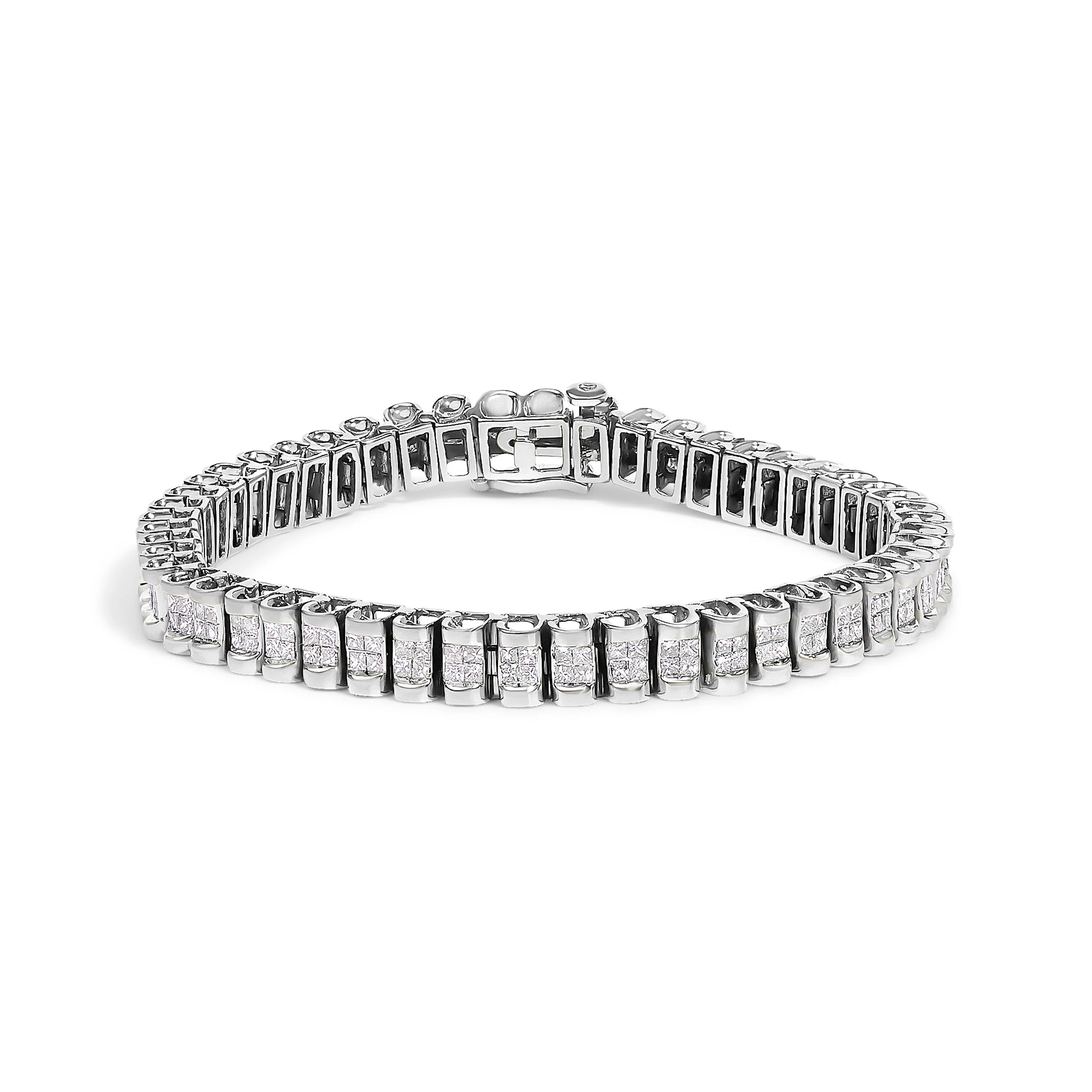 14K Yellow Gold 3.0 Cttw Princess Cut Quad Invisible Set Tennis Bracelet (H-I Color, SI1-SI2 Clarity) - 7†- Image 5
