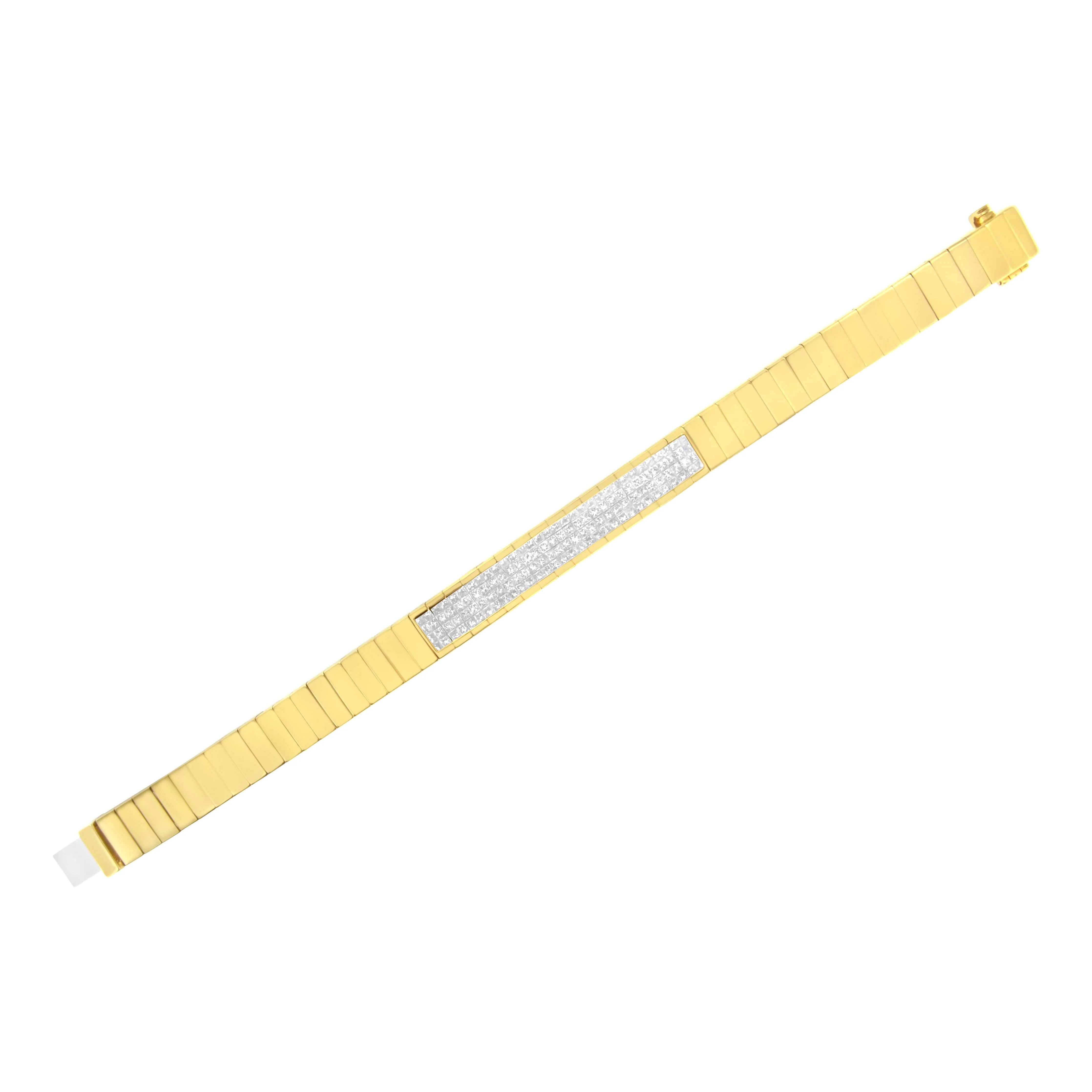 14K Yellow Gold 3 5/8 cttw Invisible Set Princess-Cut Diamond ID Tennis Bracelet (I-J Color, SI1-SI2 Clarity) - Size 7" - Image 10