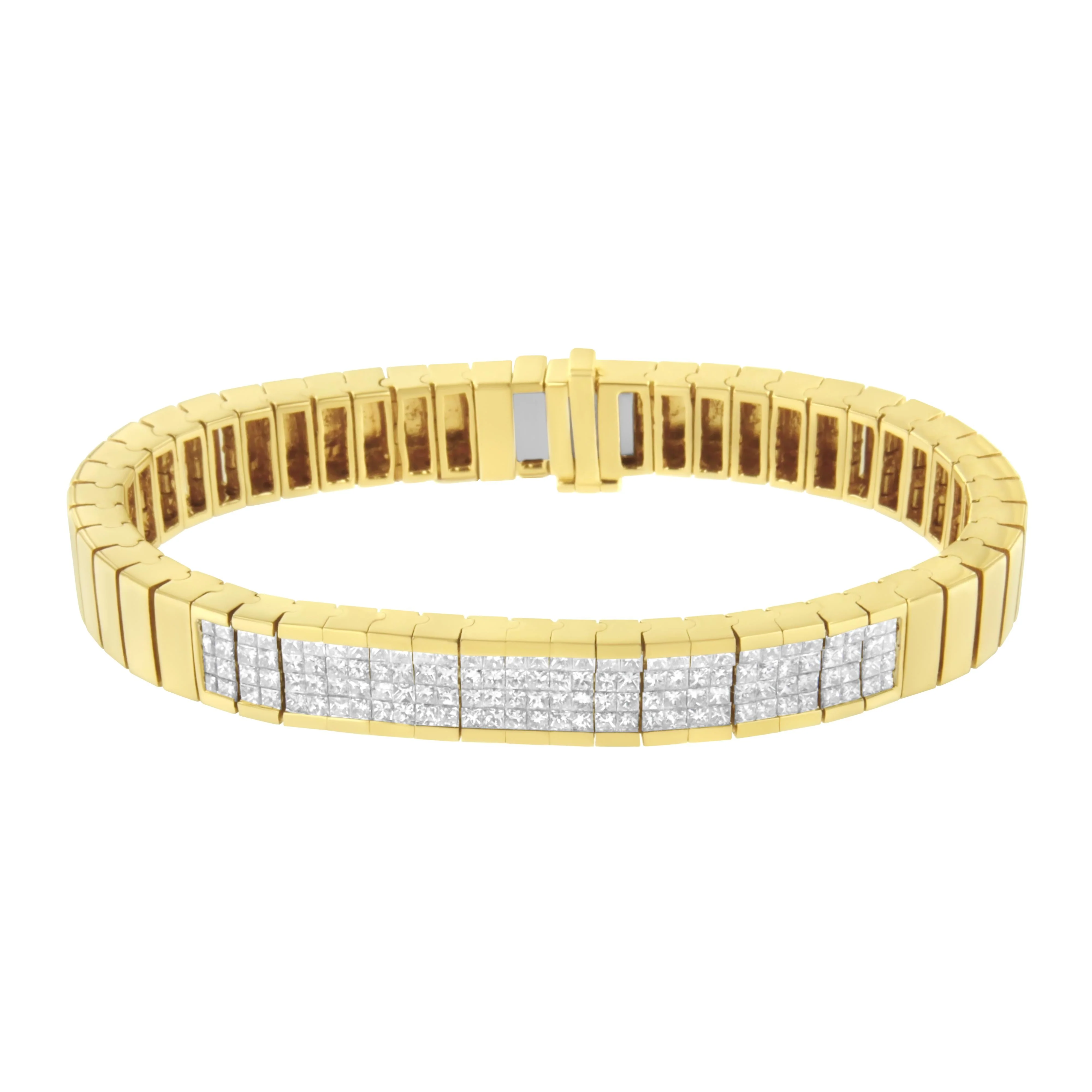 14K Yellow Gold 3 5/8 cttw Invisible Set Princess-Cut Diamond ID Tennis Bracelet (I-J Color, SI1-SI2 Clarity) - Size 7" - Image 2