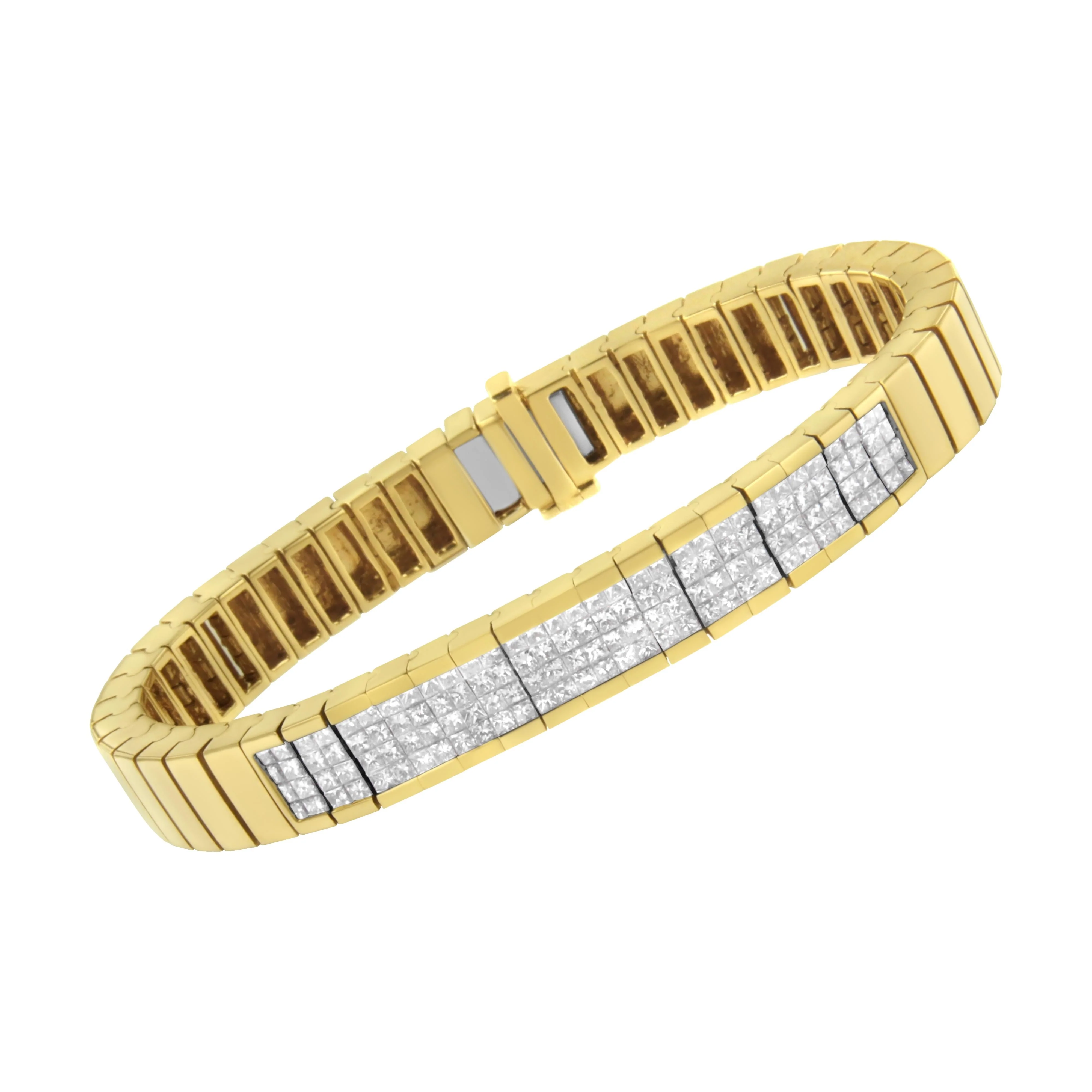 14K Yellow Gold 3 5/8 cttw Invisible Set Princess-Cut Diamond ID Tennis Bracelet (I-J Color, SI1-SI2 Clarity) - Size 7" - Image 3