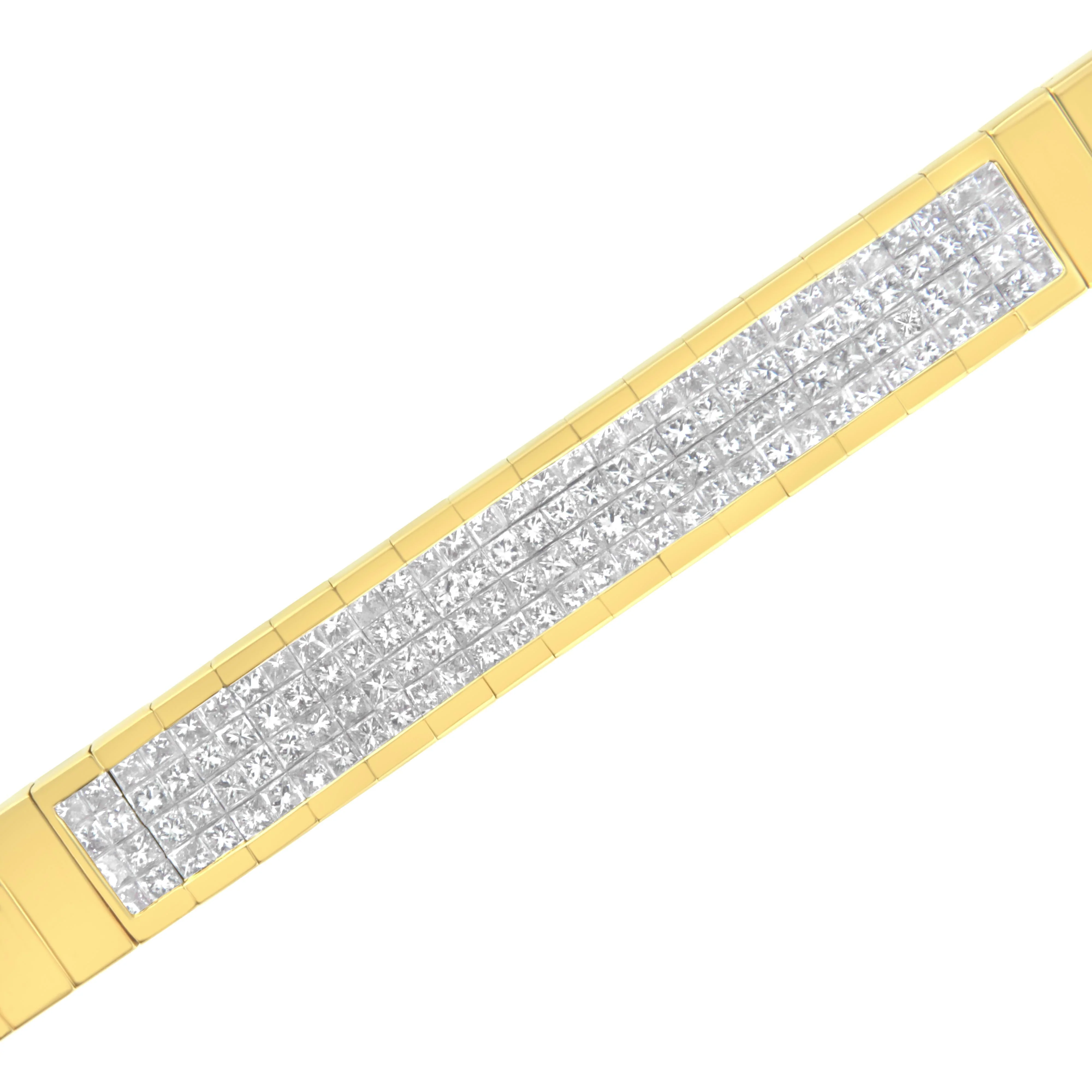 14K Yellow Gold 3 5/8 cttw Invisible Set Princess-Cut Diamond ID Tennis Bracelet (I-J Color, SI1-SI2 Clarity) - Size 7" - Image 4