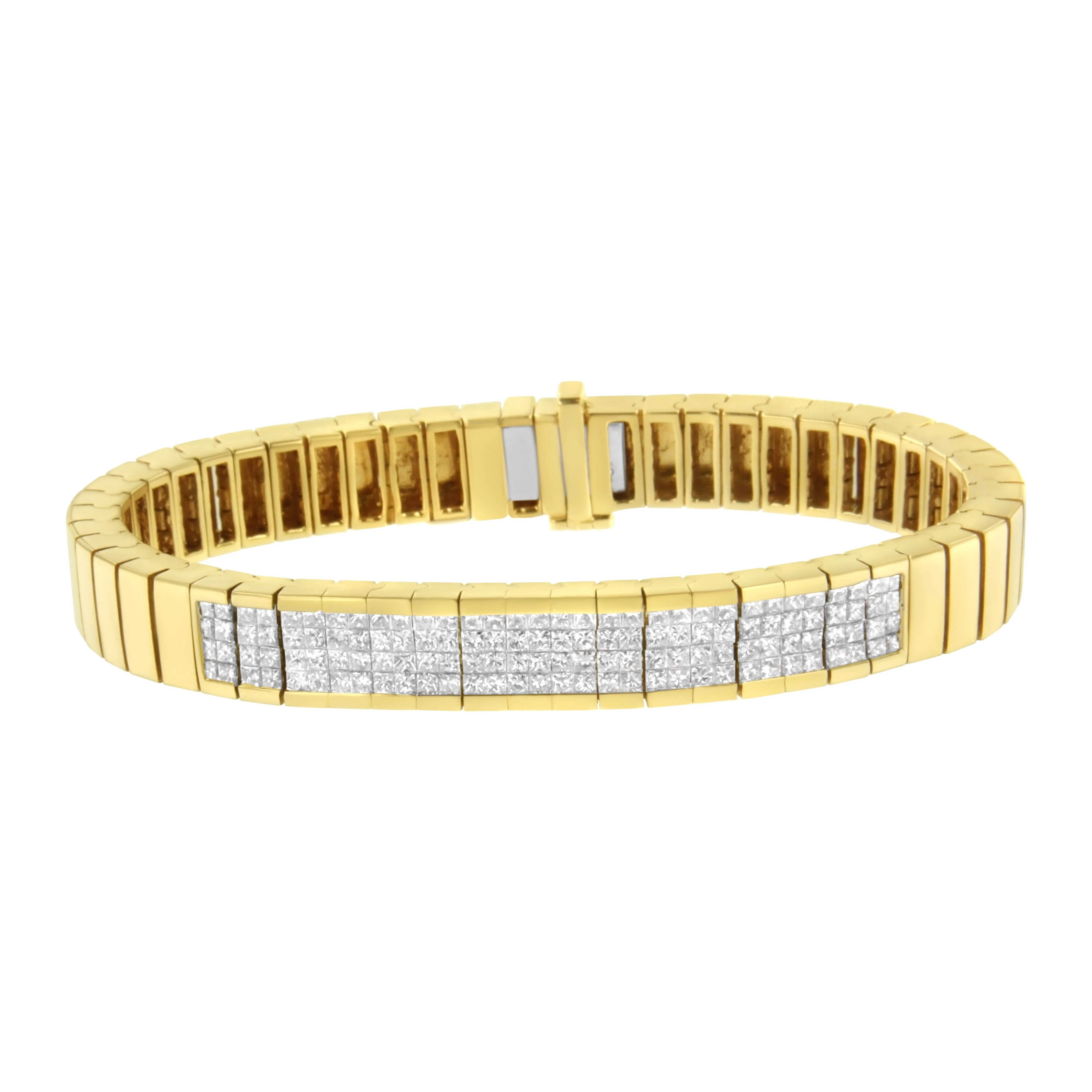 14K Yellow Gold 3 5/8 cttw Invisible Set Princess-Cut Diamond ID Tennis Bracelet (I-J Color, SI1-SI2 Clarity) - Size 7" - Image 6