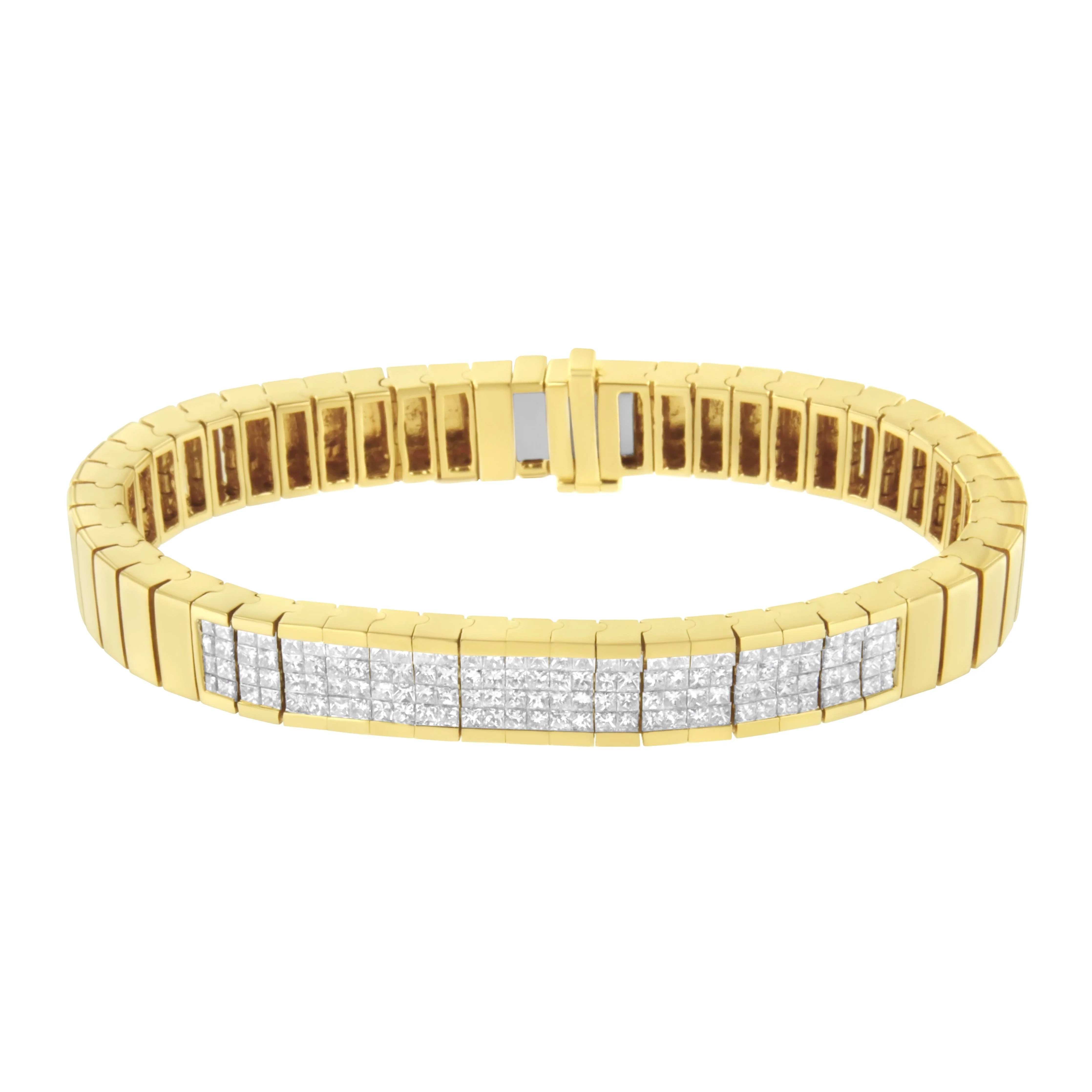 14K Yellow Gold 3 5/8 cttw Invisible Set Princess-Cut Diamond ID Tennis Bracelet (I-J Color, SI1-SI2 Clarity) - Size 7" - Image 7
