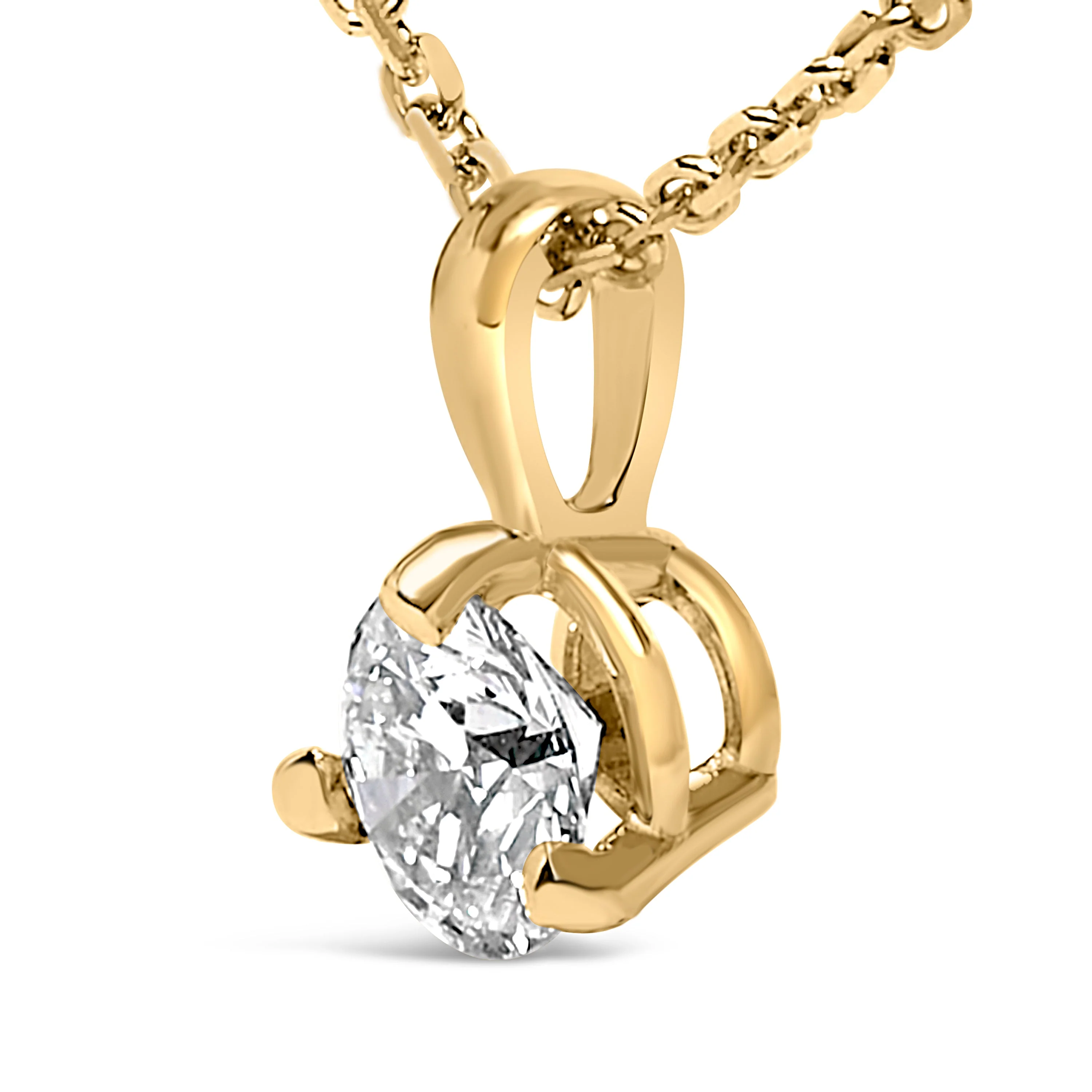 14K Yellow Gold 3/8 Cttw 3 Prong Martini Set Round Diamond Solitaire Pendant Necklace (G-H Color, SI2-I1 Clarity) - 18" Inches - Image 3