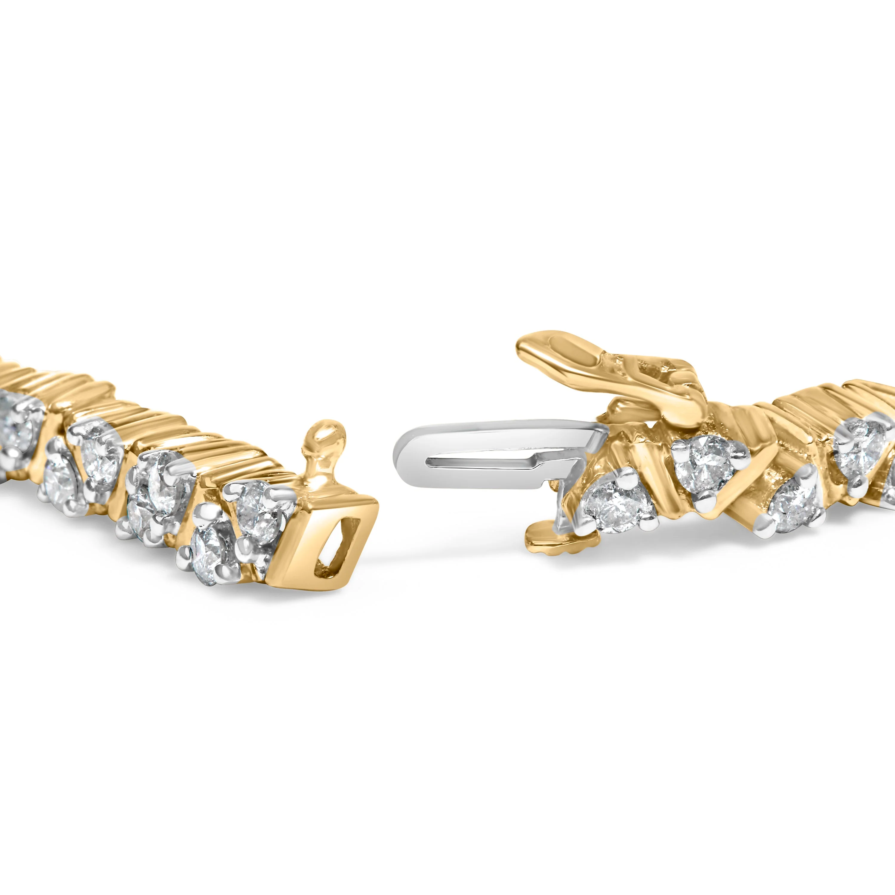 14K Yellow Gold 4.00 Cttw Diamond Triangle Link Tennis Bracelet (H-I Color, I1-I2 Clarity) - 7" Inches - Image 2
