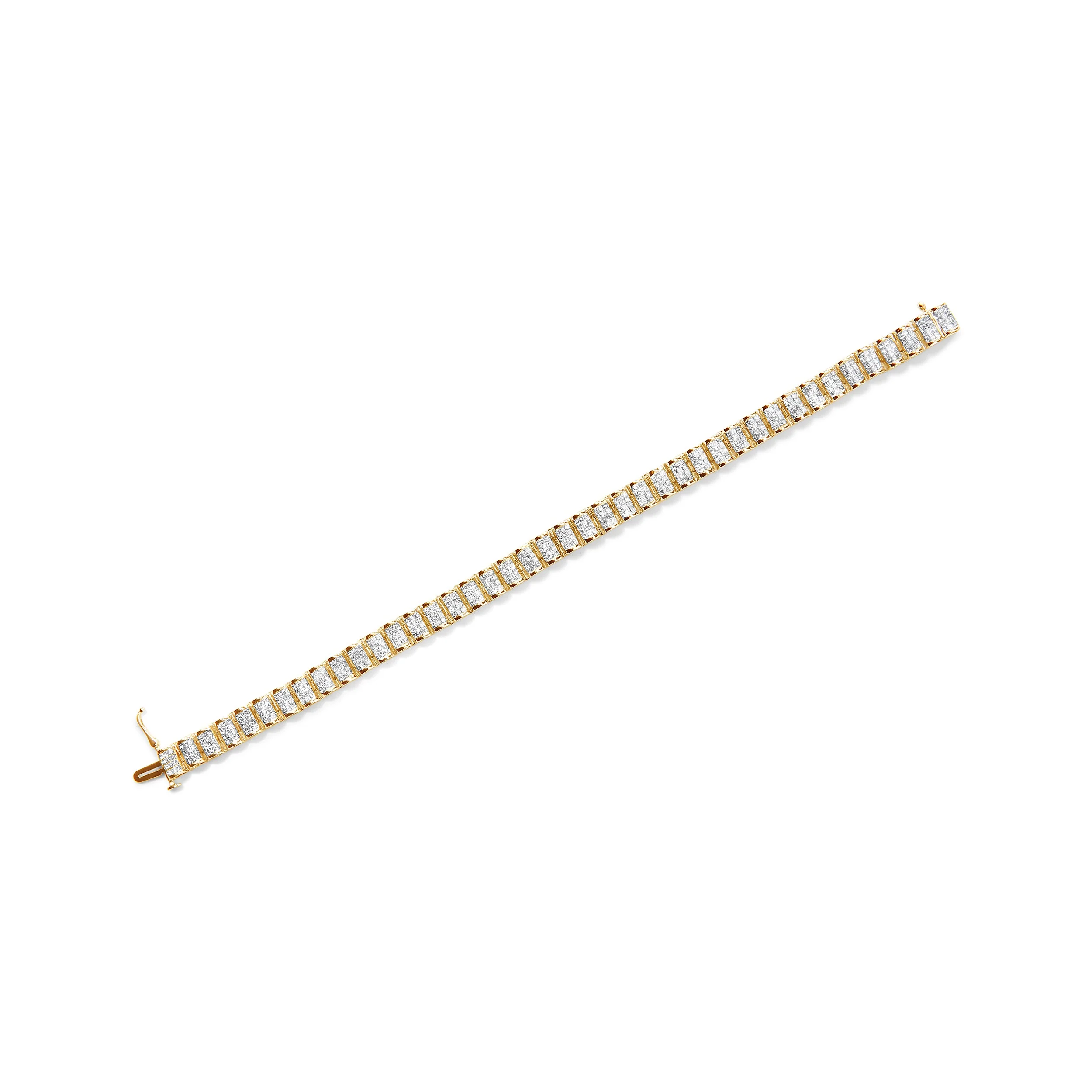 14K Yellow Gold 5.0 Cttw Invisible Set Princess-cut Diamond Buckle Link Tennis Bracelet (H-I Color, SI2-I1 Clarity) - Size 7.25" - Image 10