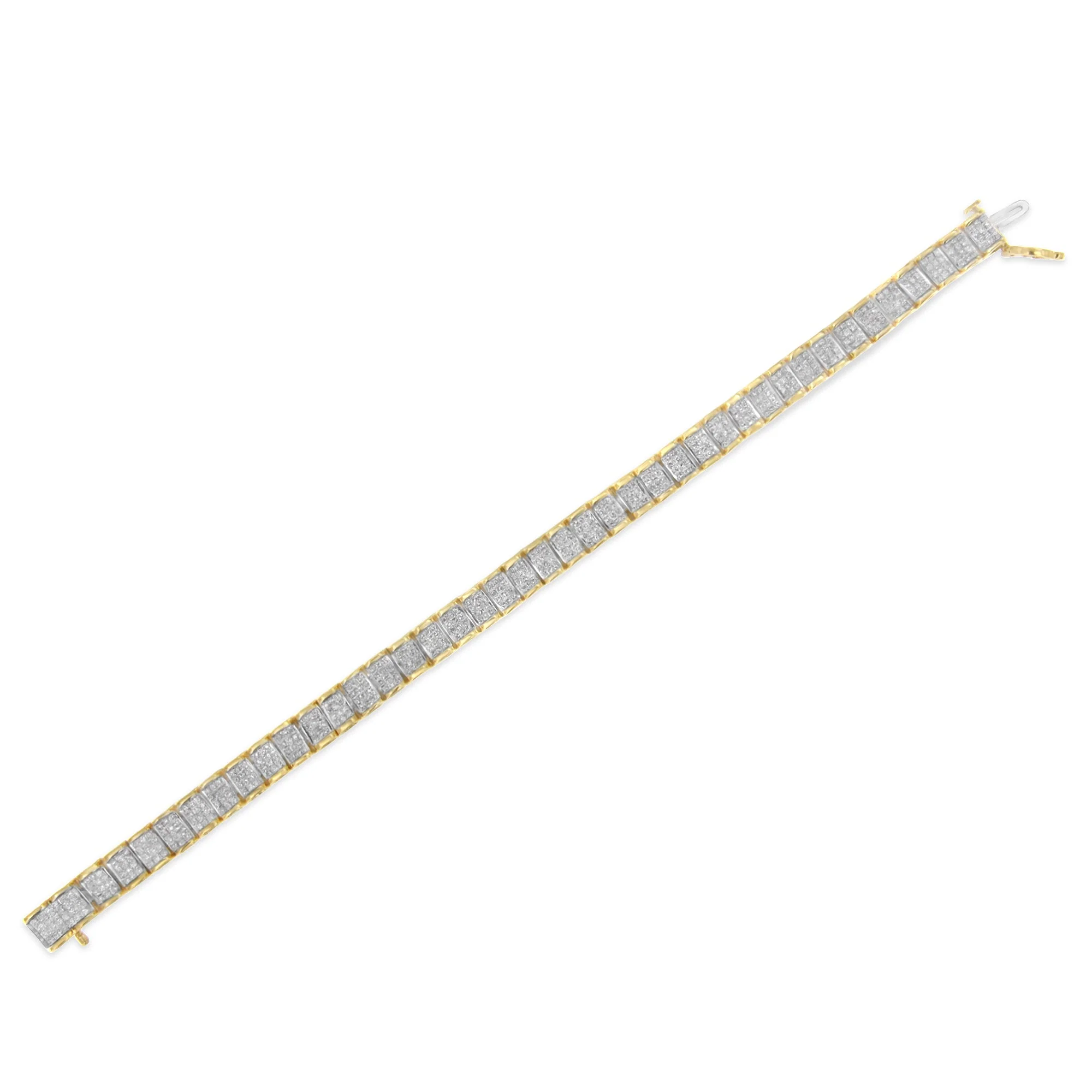 14K Yellow Gold 5.0 Cttw Invisible Set Princess-cut Diamond Buckle Link Tennis Bracelet (H-I Color, SI2-I1 Clarity) - Size 7.25" - Image 11